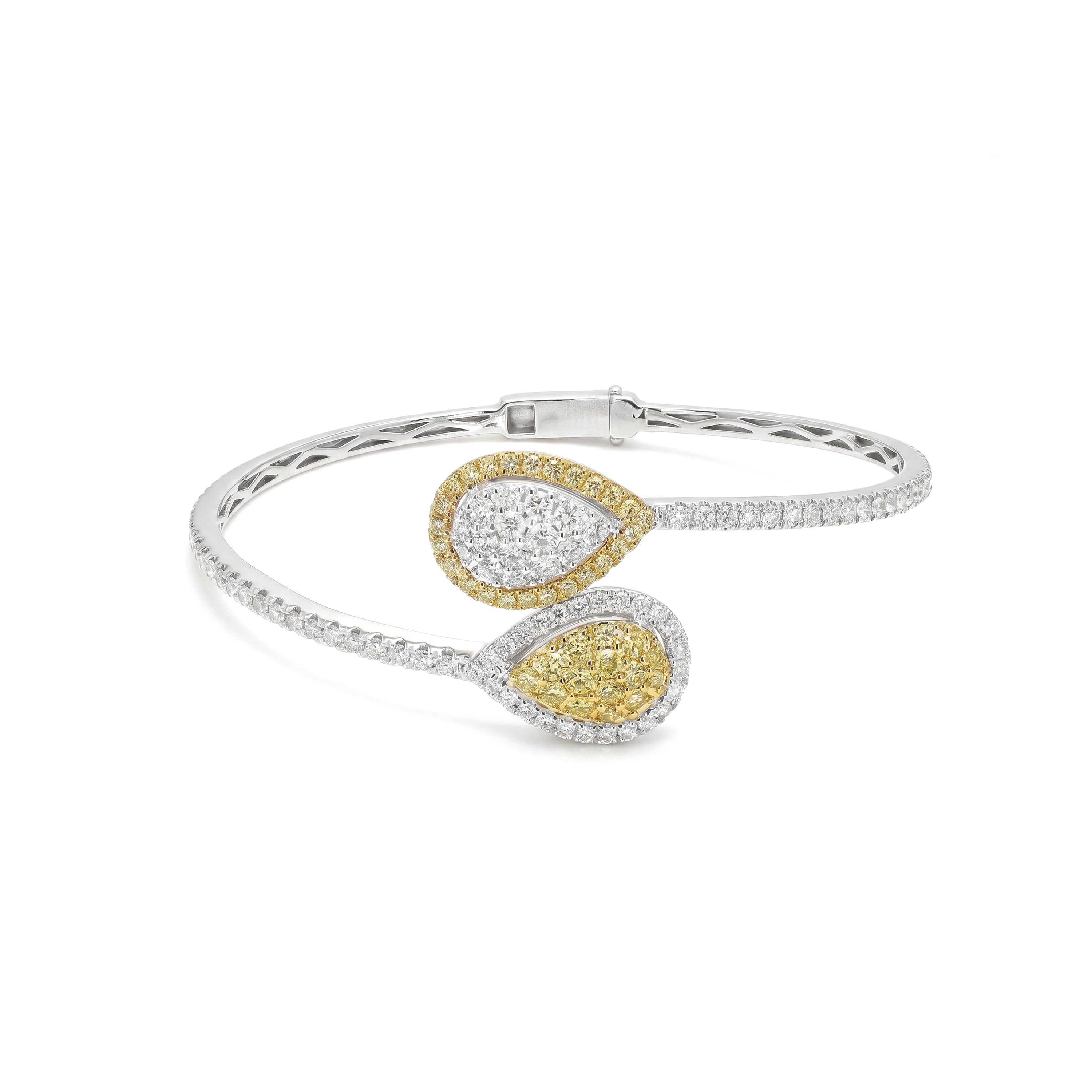 Natural Yellow & White Pavé Diamond Crossover Bangle