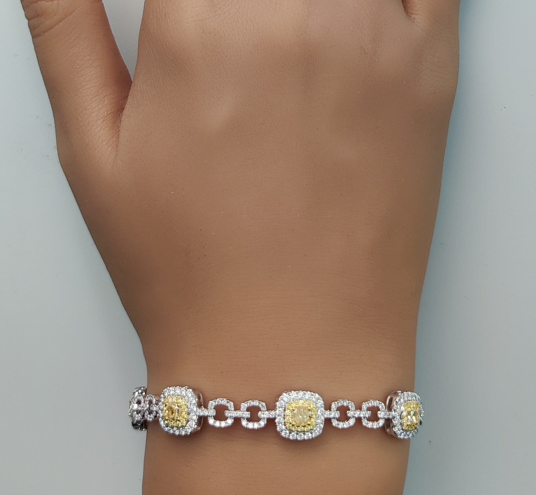 Natural Yellow Cushion Diamond Bracelet
