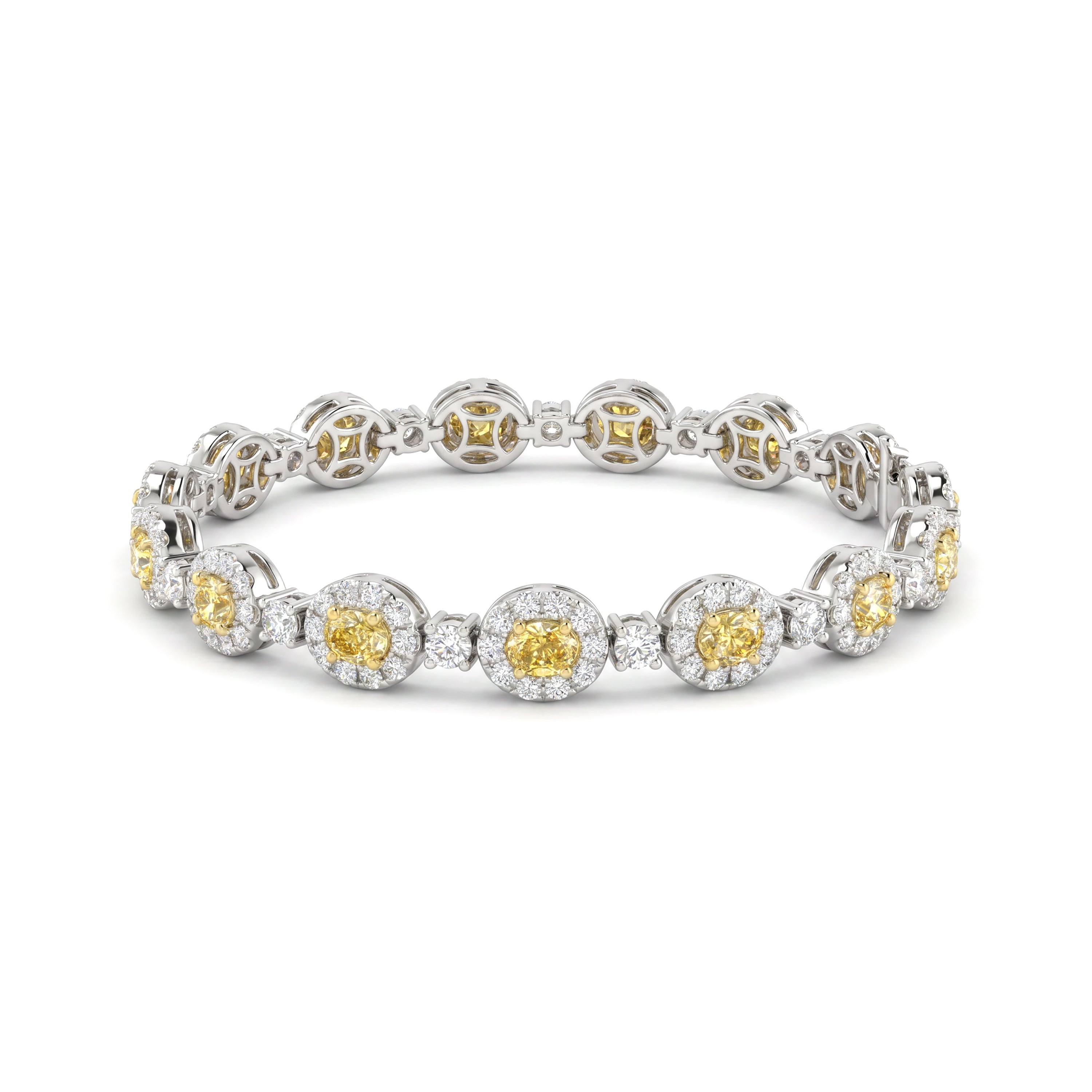 Natural Yellow Oval Diamond Halo Bracelet