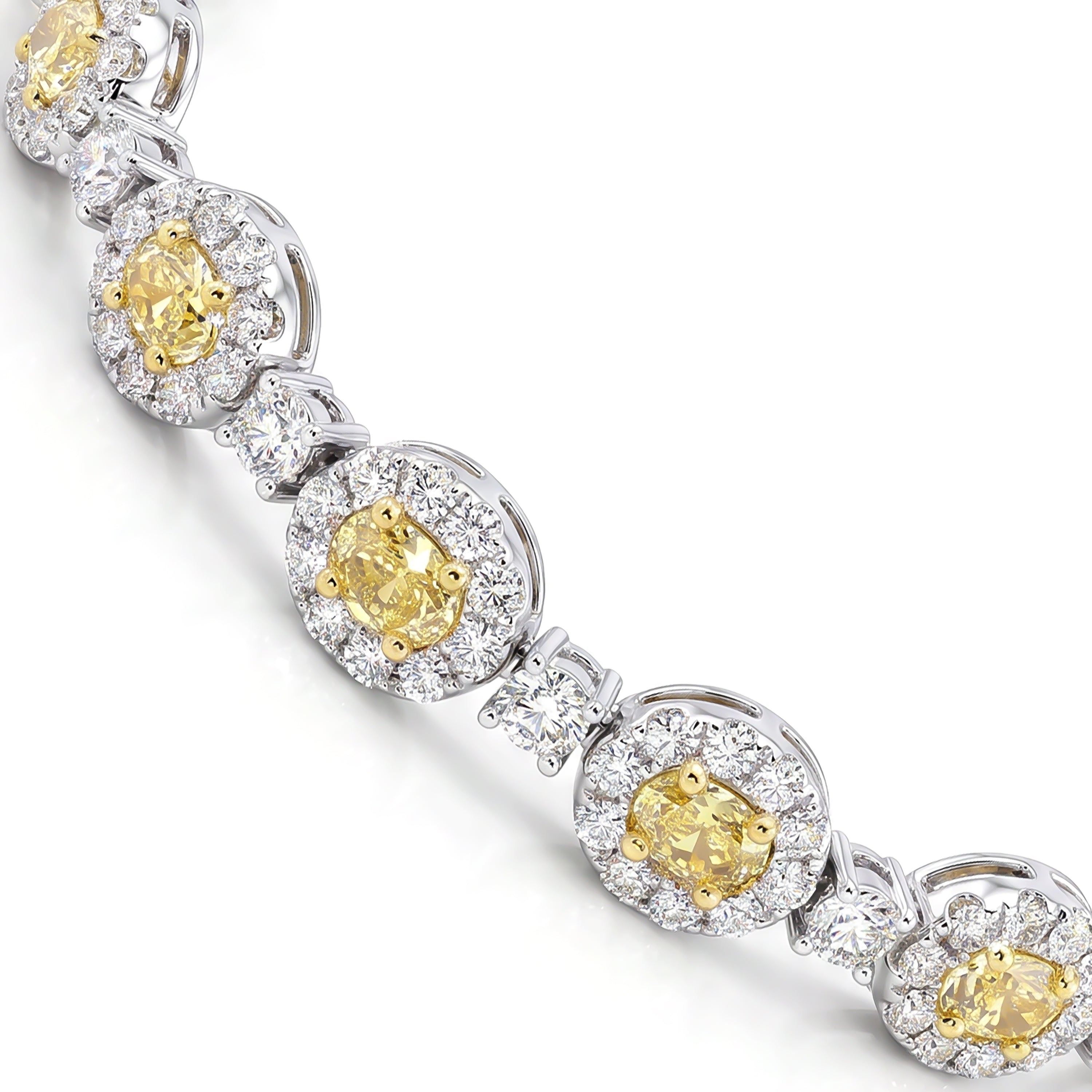 Natural Yellow Oval Diamond Halo Bracelet