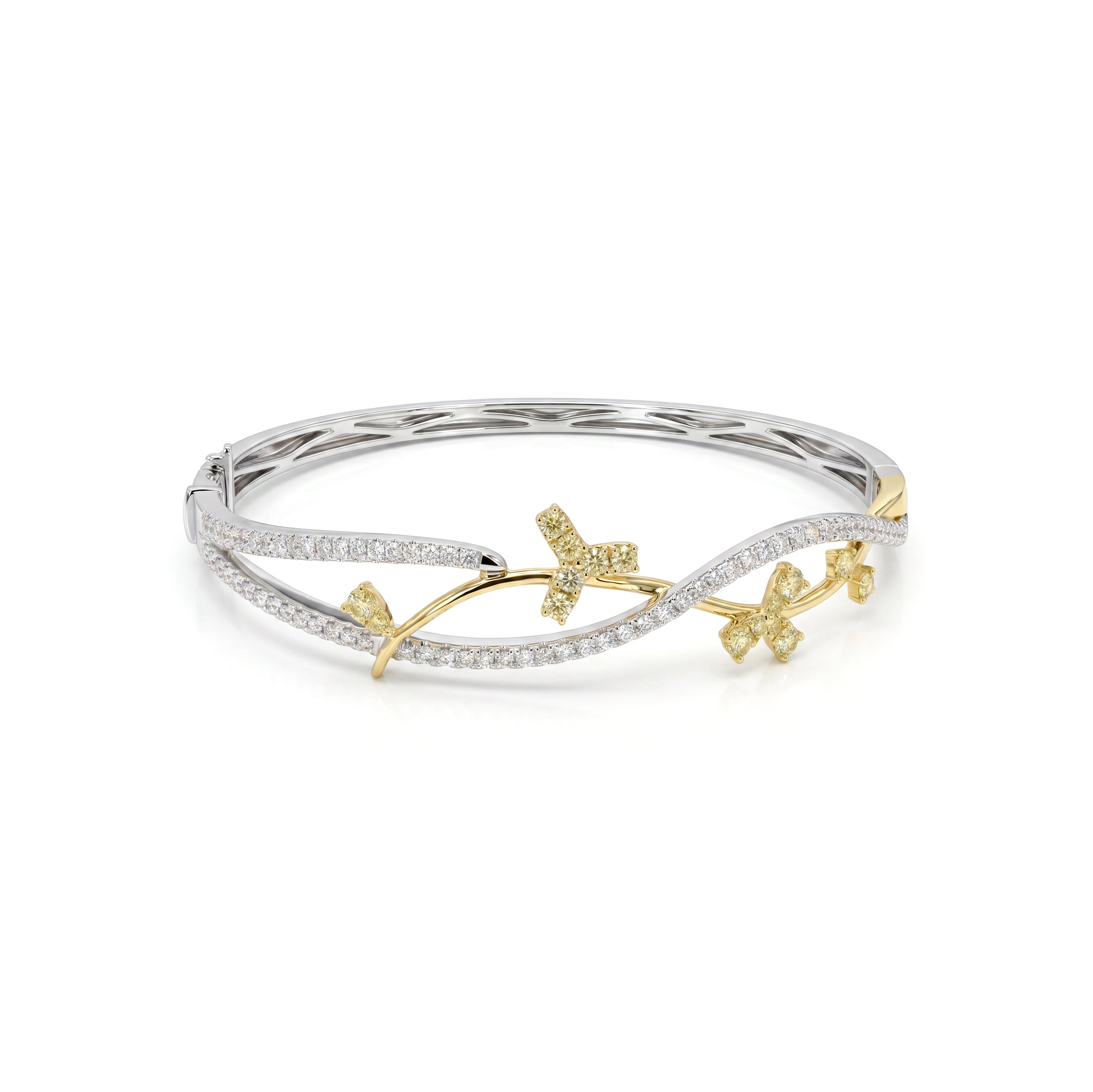 Natural Yellow Diamond Floral Vine Bangle