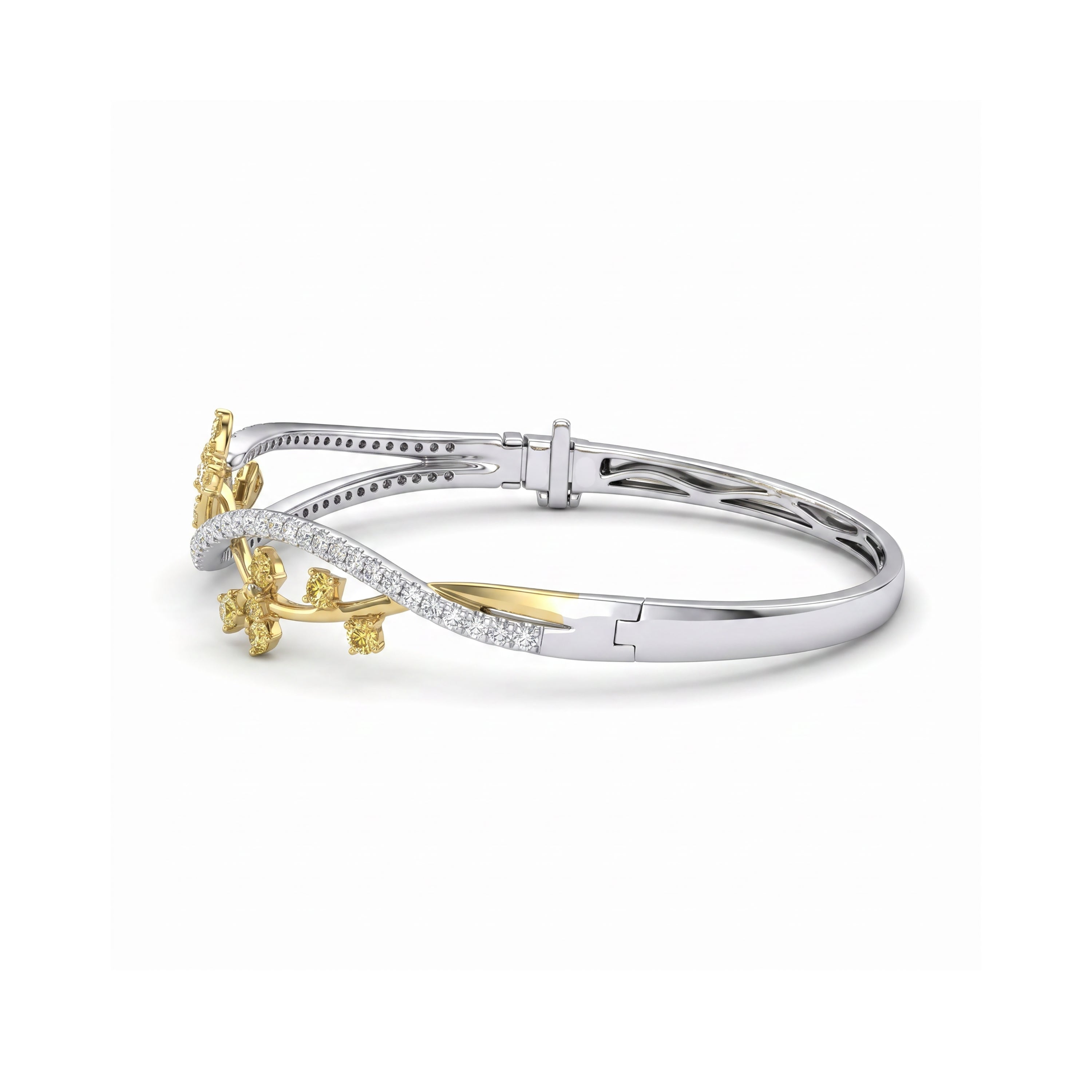 Natural Yellow Diamond Floral Vine Bangle