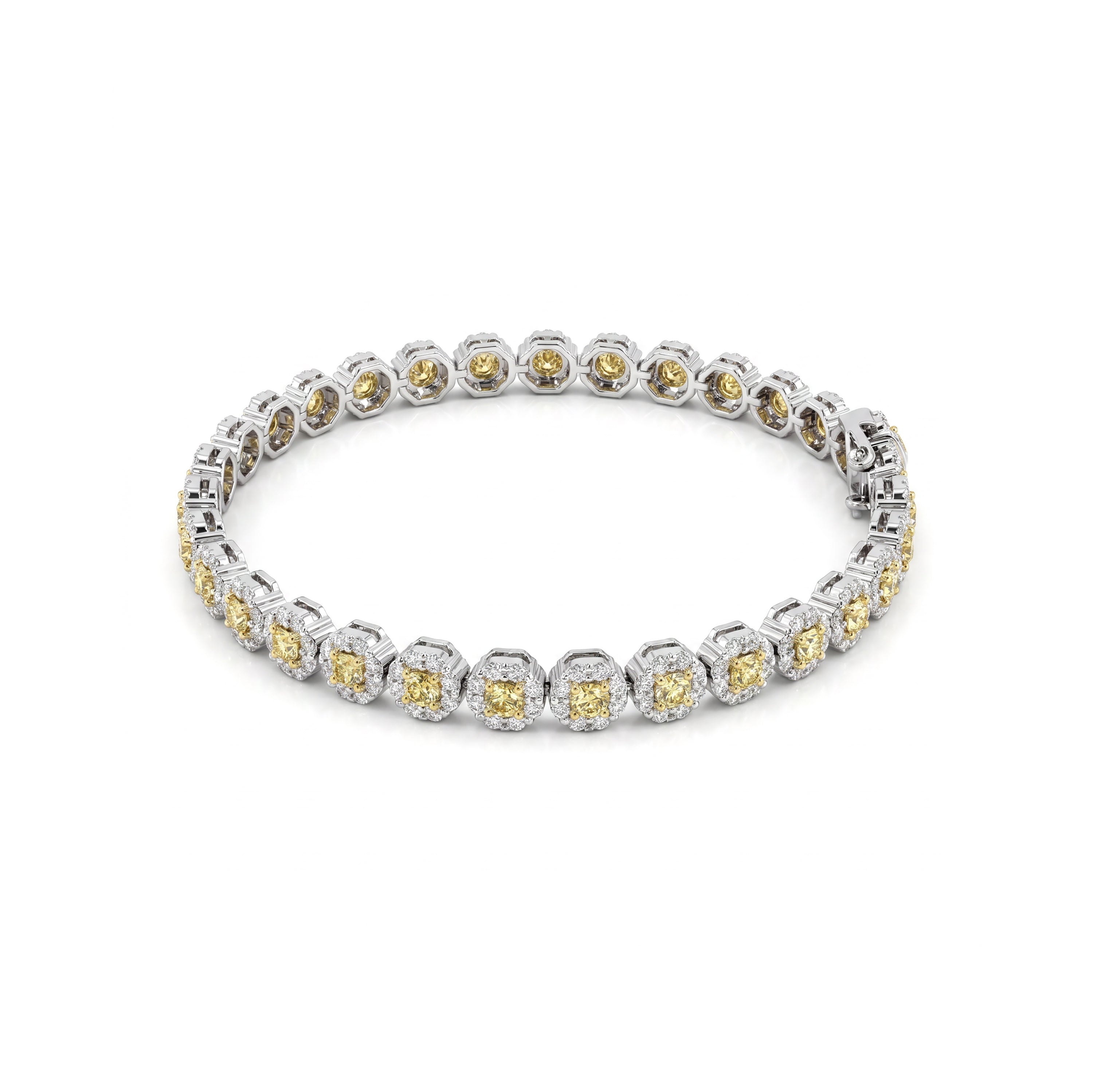 Natural Yellow Diamond Halo Bracelet