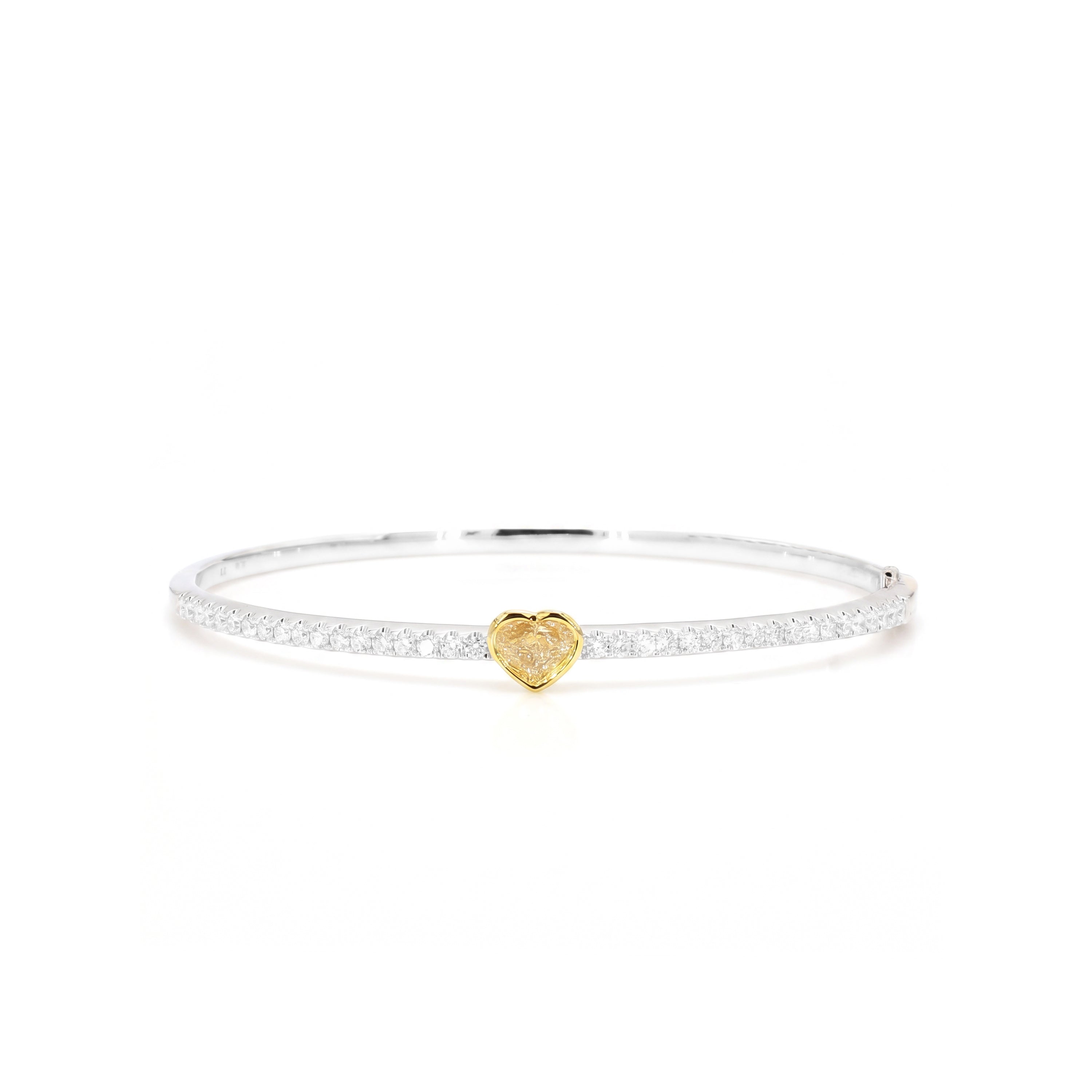 Natural Yellow Heart Diamond Bangle | GIA Certified