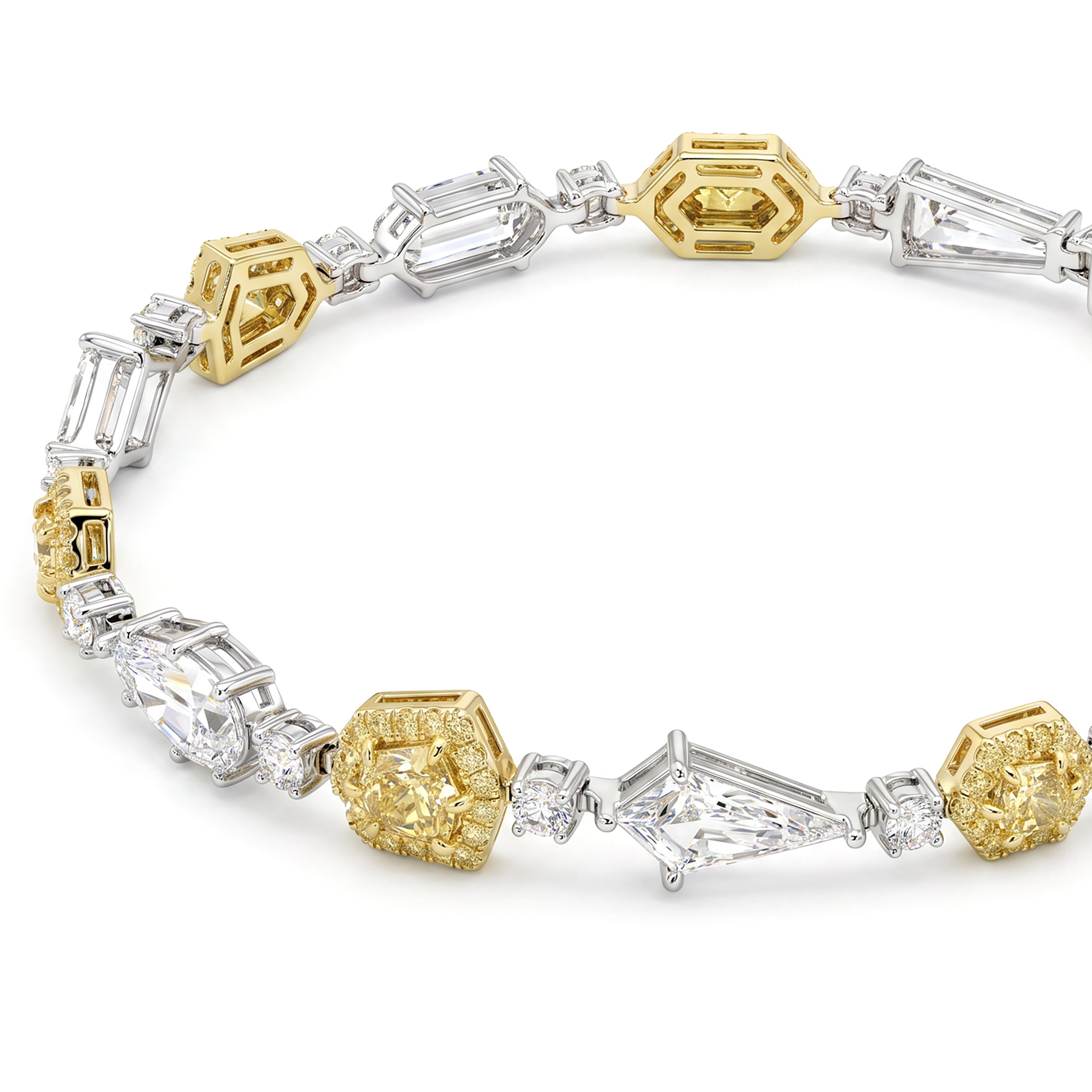 Natural Multi-shape Yellow & White Diamond Bracelet | GIA Certified