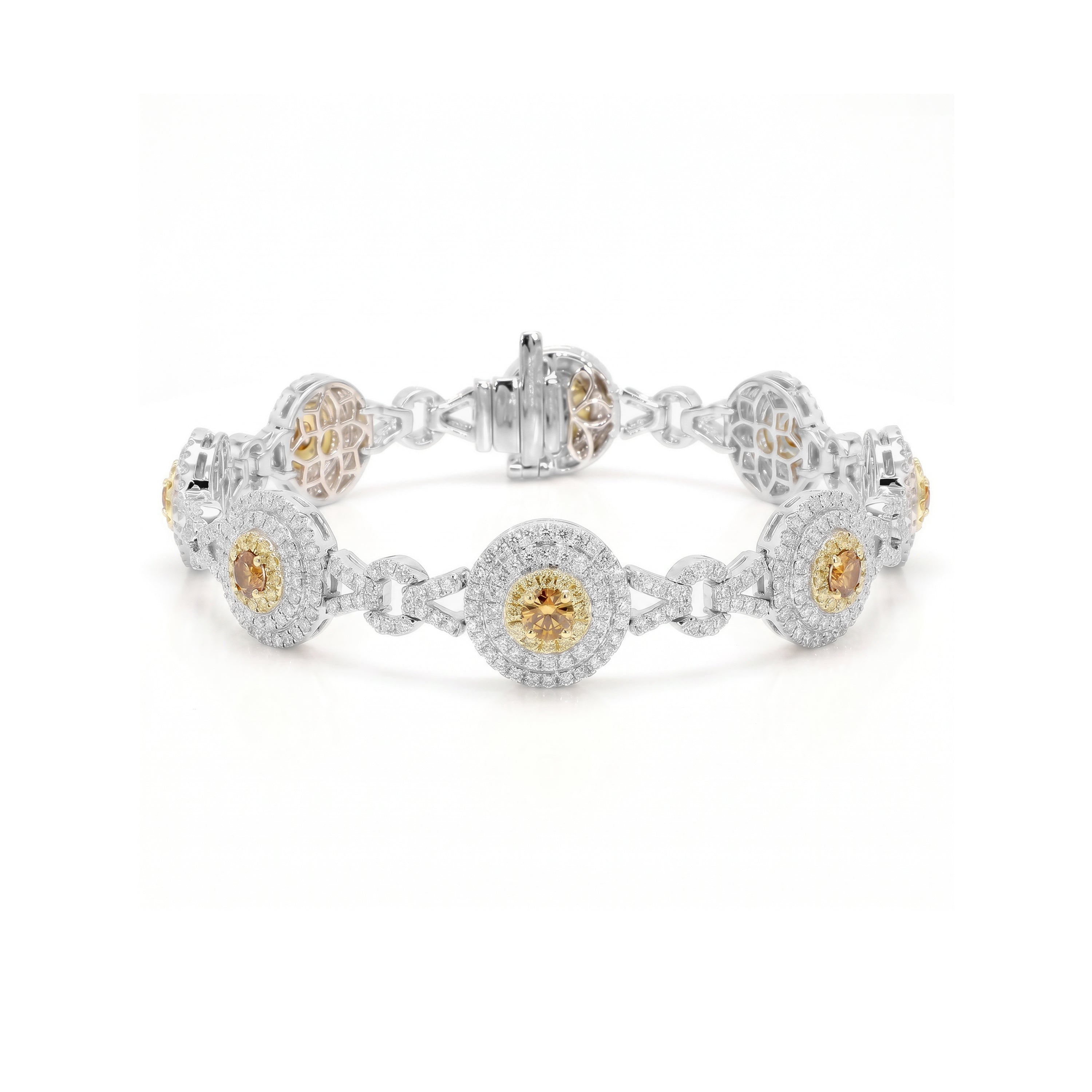 Natural Orange Round Diamond Bracelet | GIA Certified