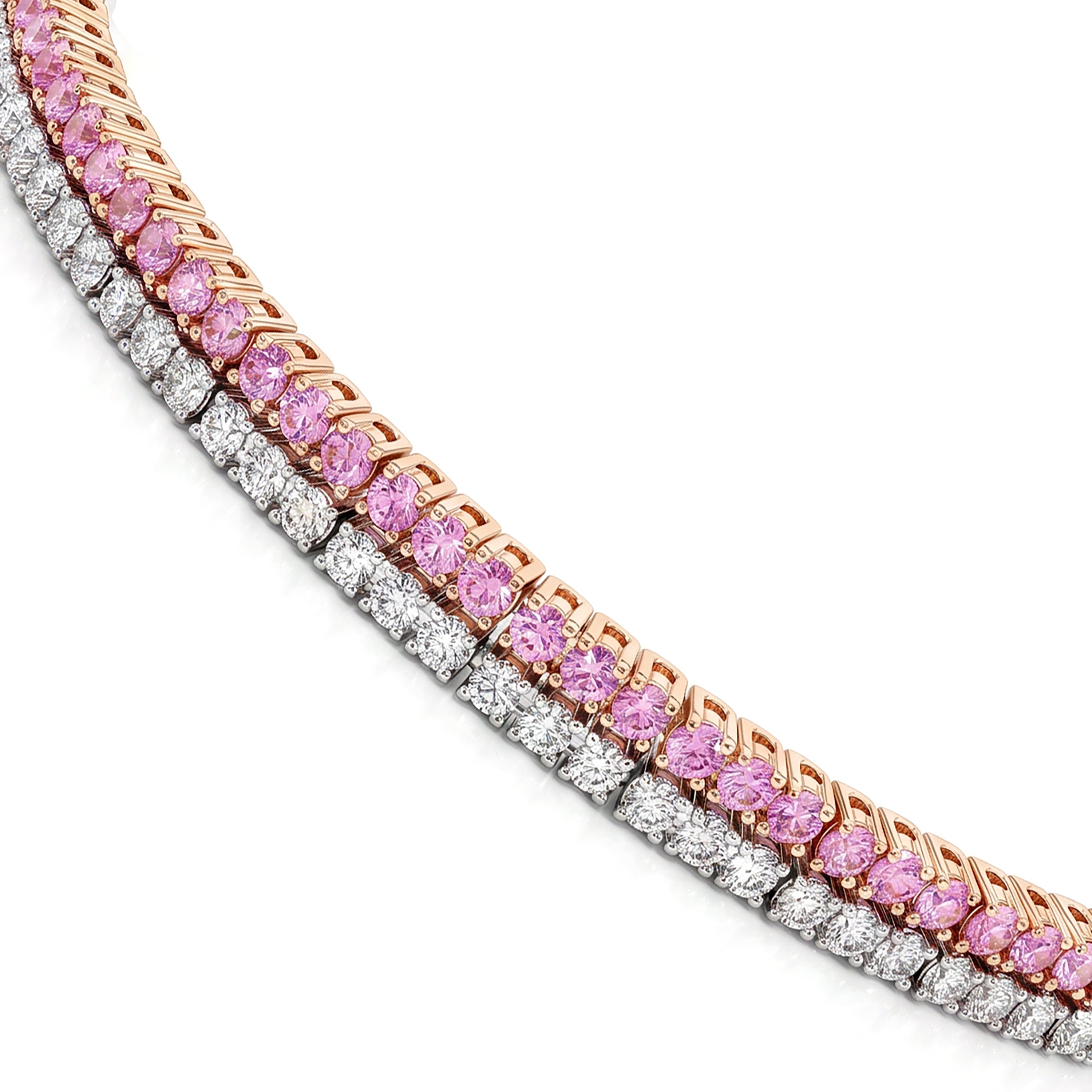 Natural Pink Sapphire & Diamond Double Row Tennis Bracelet
