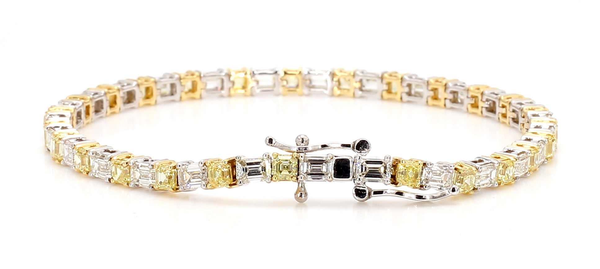 Natural Yellow Asscher Diamond Bracelet