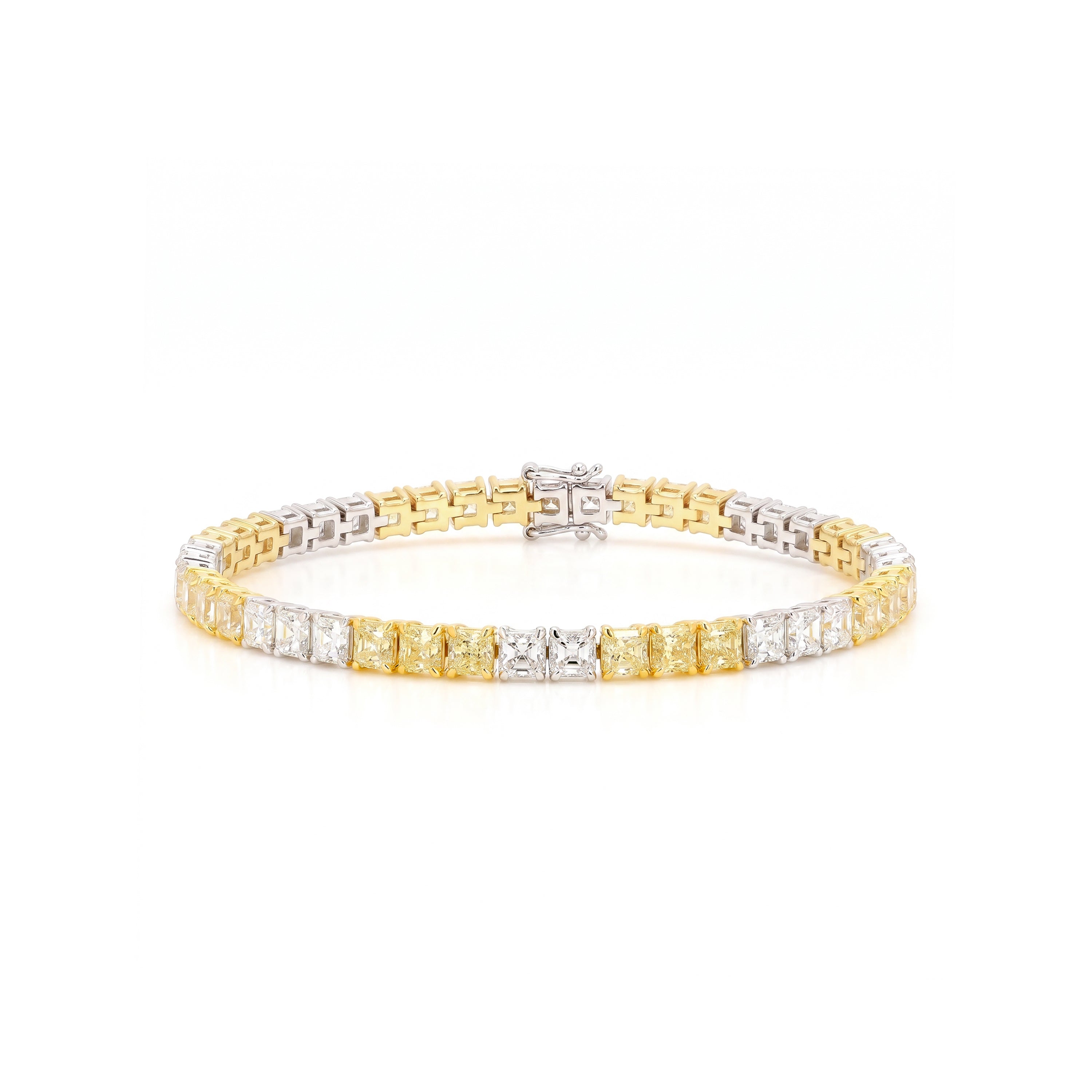 Natural Yellow & White Emerald Cut Diamond Bracelet