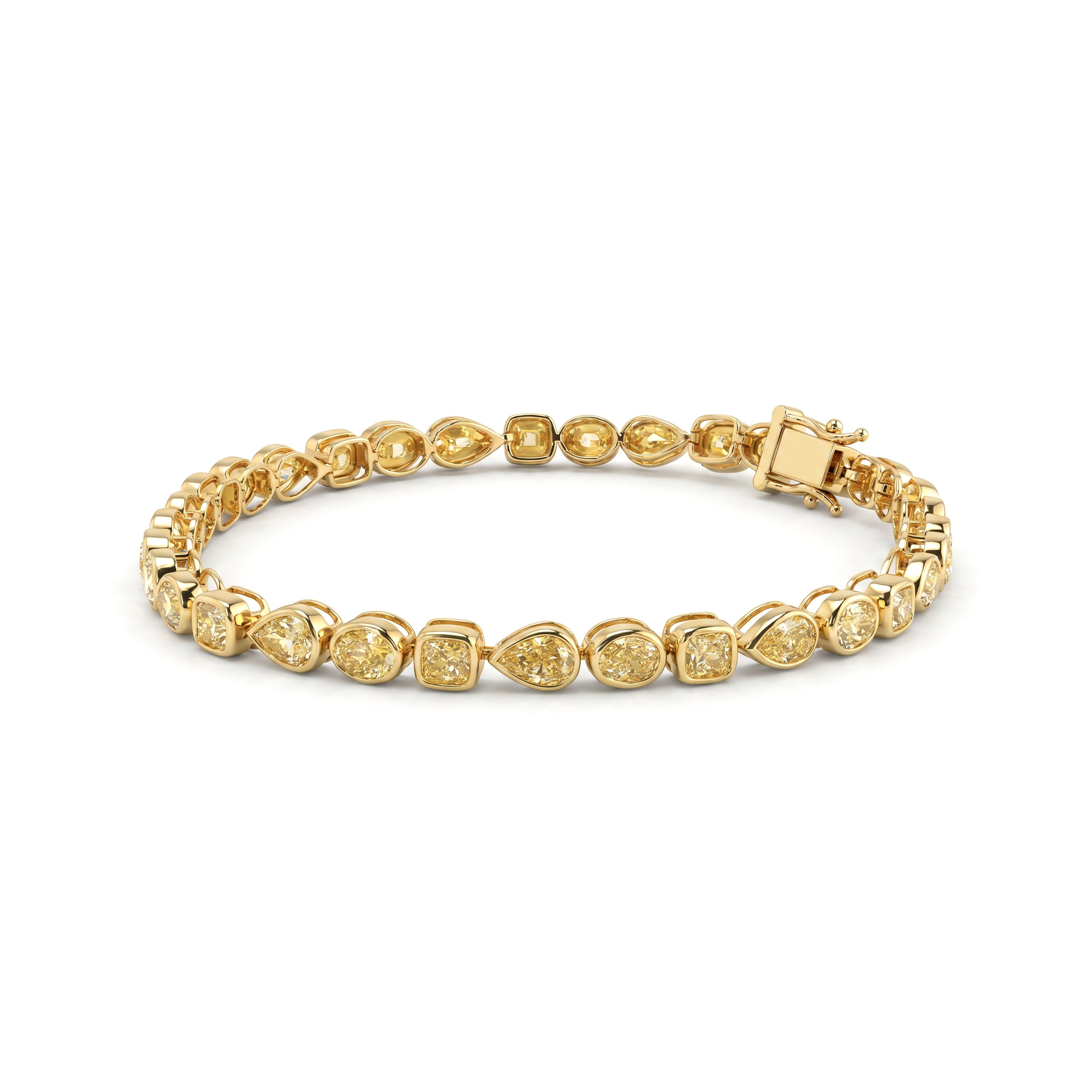 Natural Yellow Diamond Bezel Tennis Bracelet