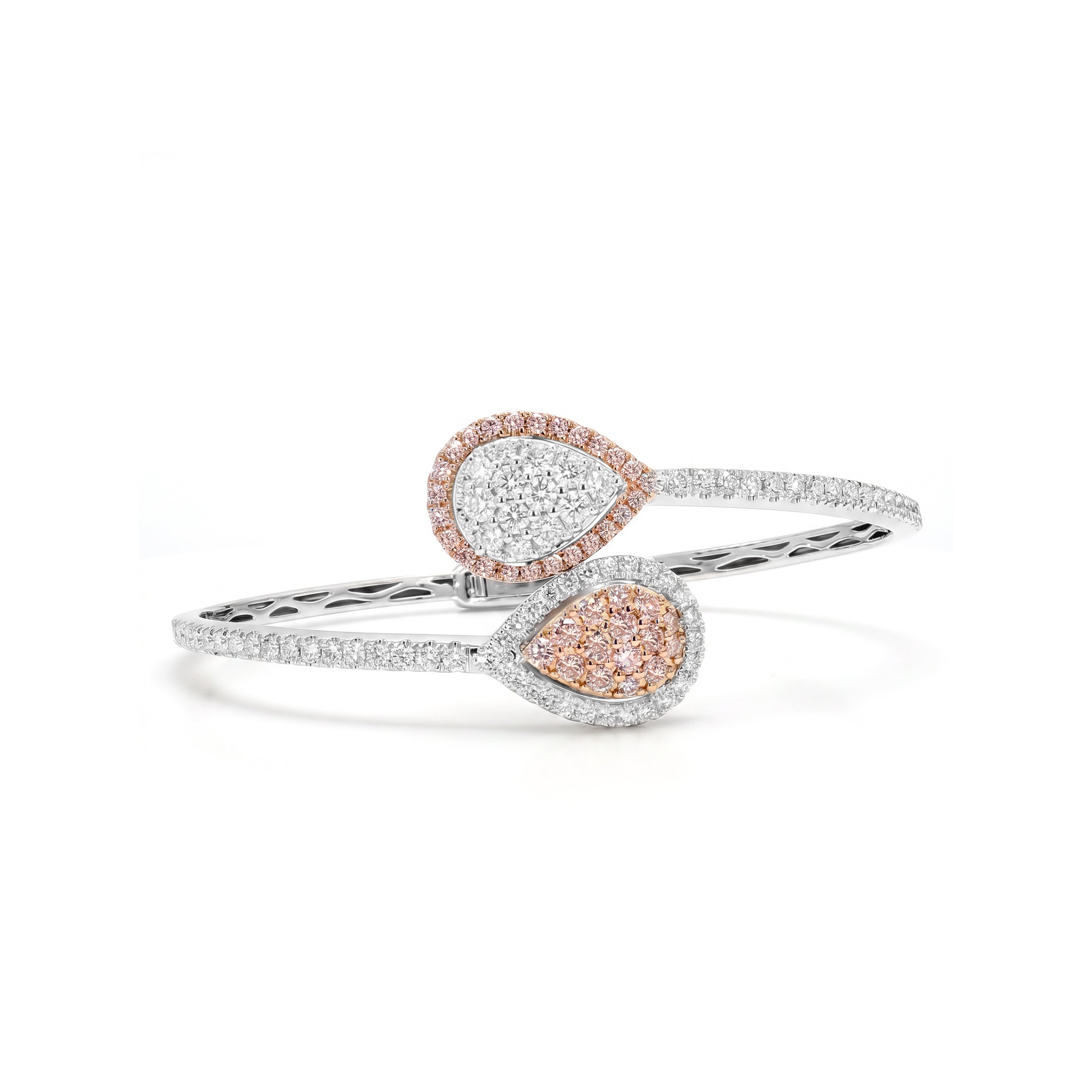 Natural Pink Pavé Diamond Pear Shape Bangle
