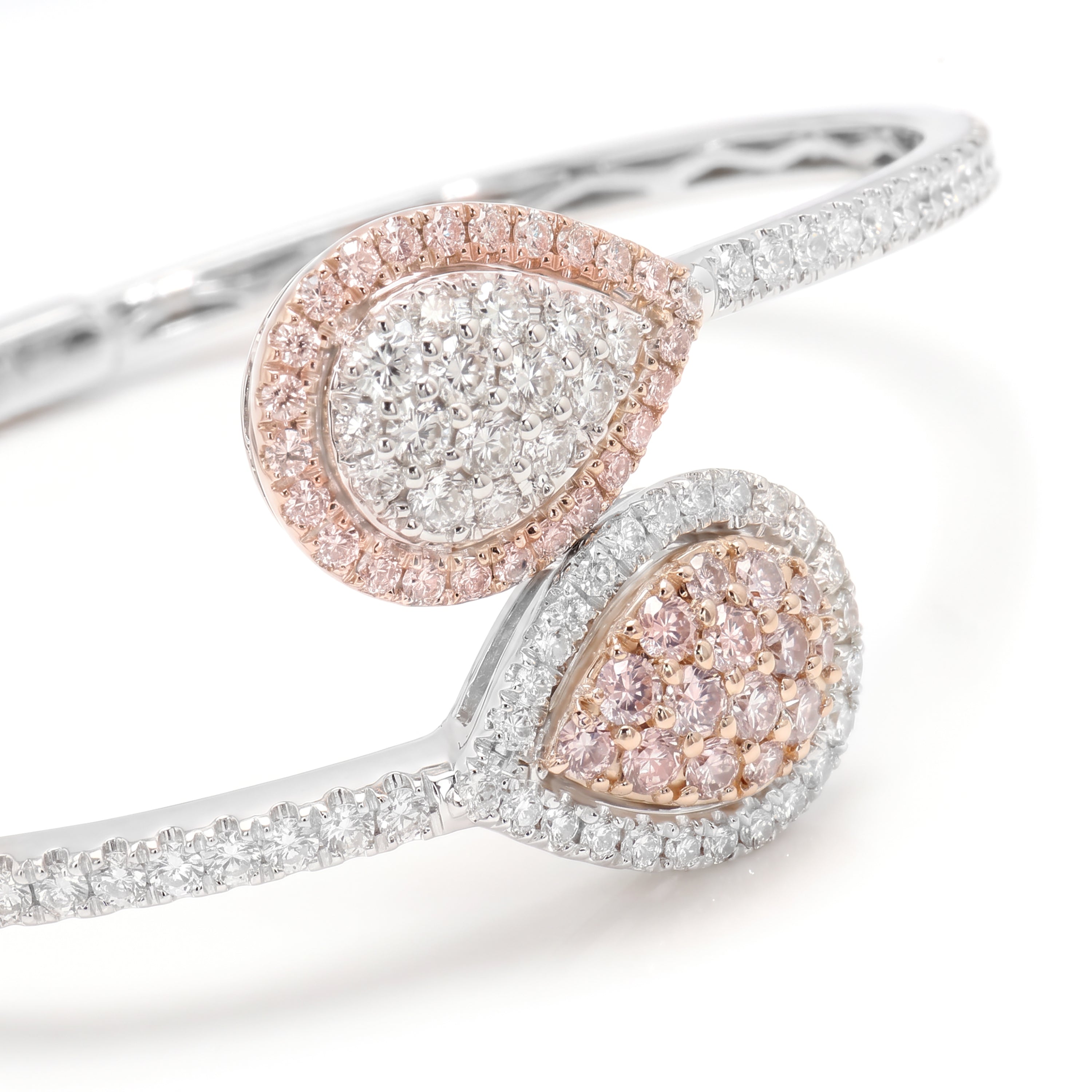 Natural Pink Pavé Diamond Pear Shape Bangle