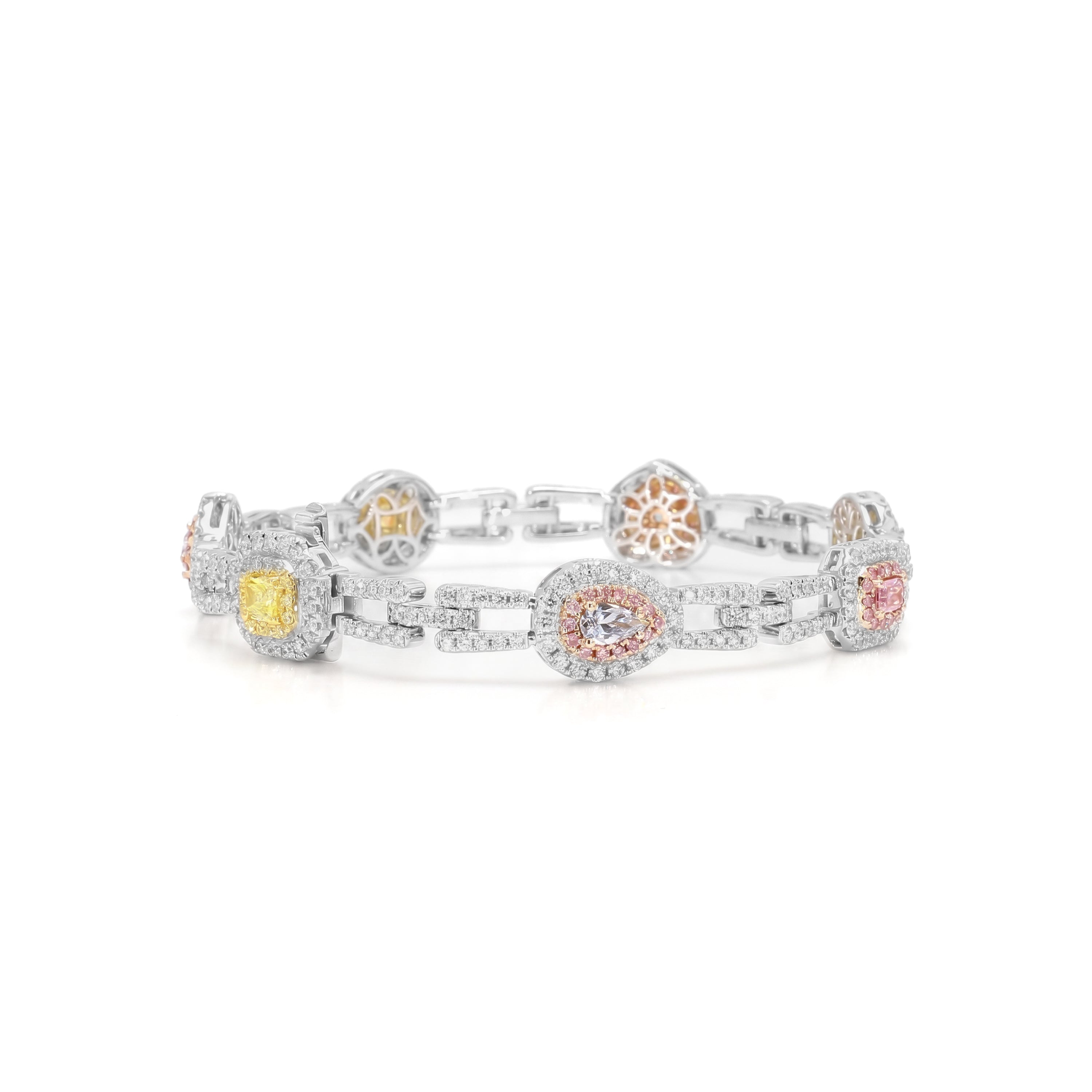 Natural Multi-color Multi-shape Diamond Bracelet | GIA Certified