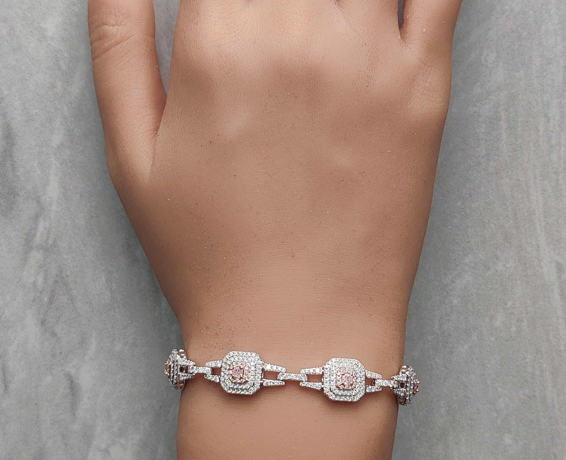 Natural Pink Radiant Diamond Bracelet Gia Certified