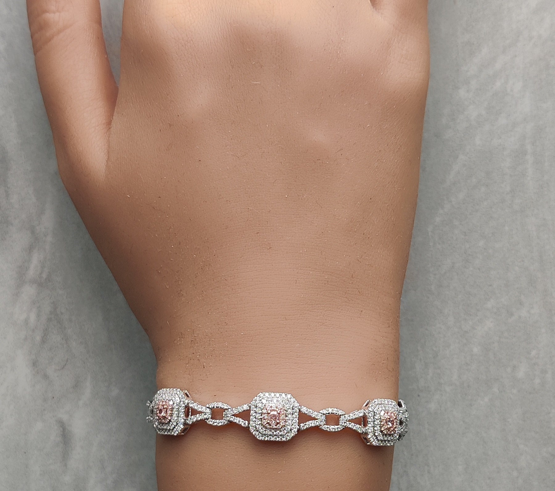 Natural Pink Cushion Diamond Bracelet Gia Certified