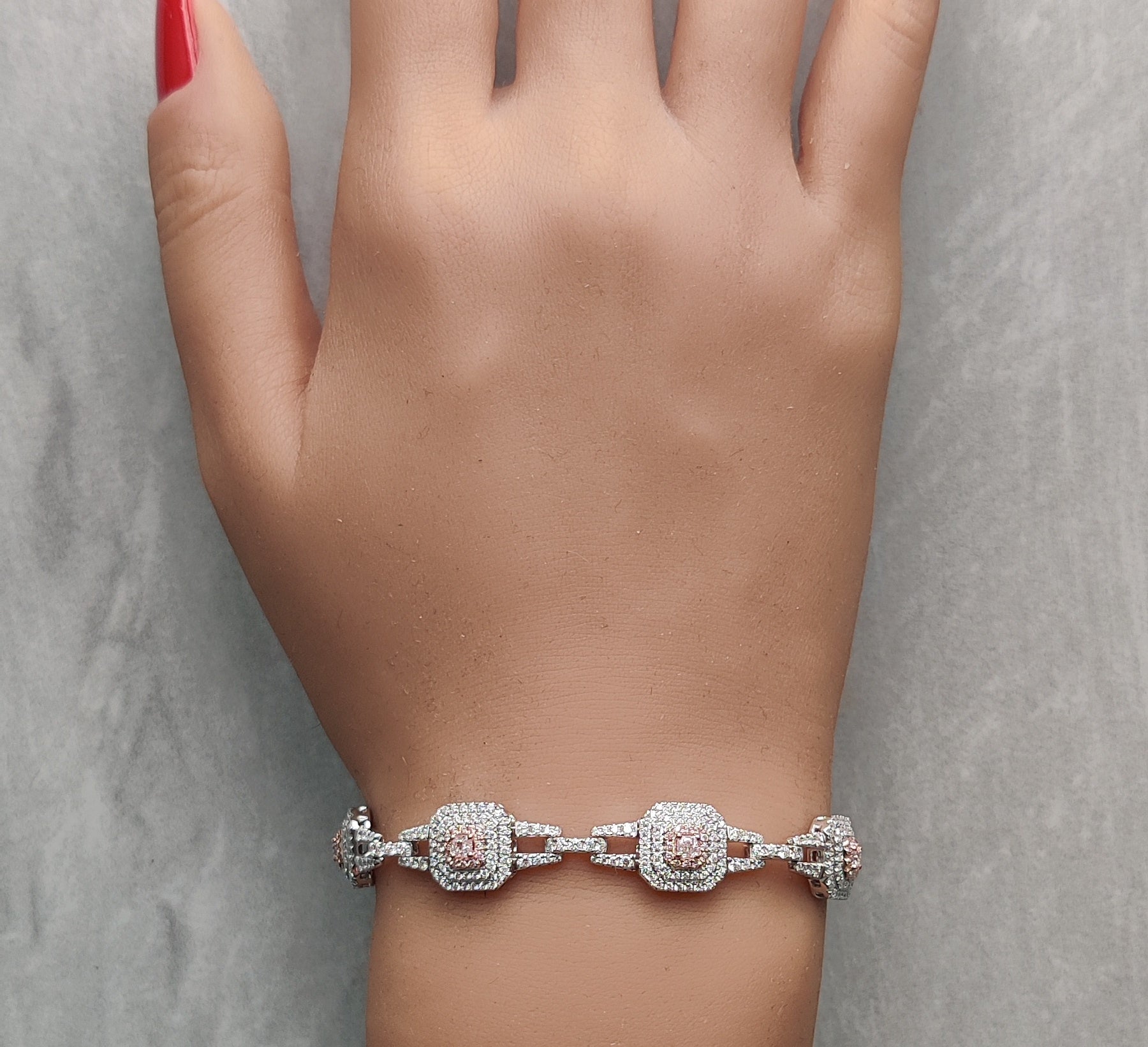 Natural Pink Radiant Diamond Bracelet Gia Certified