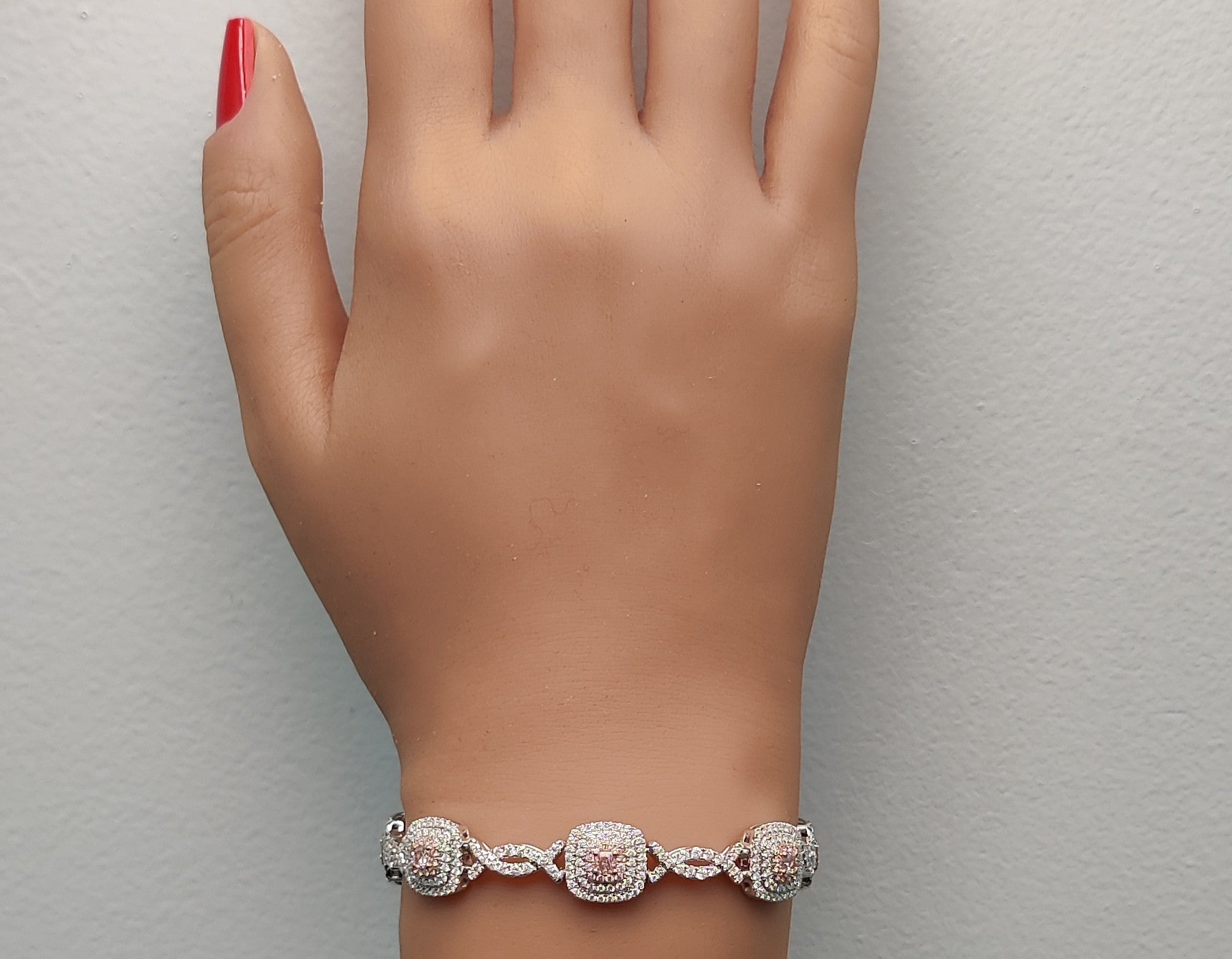Natural Pink Cushion Diamond Bracelet Gia Certified