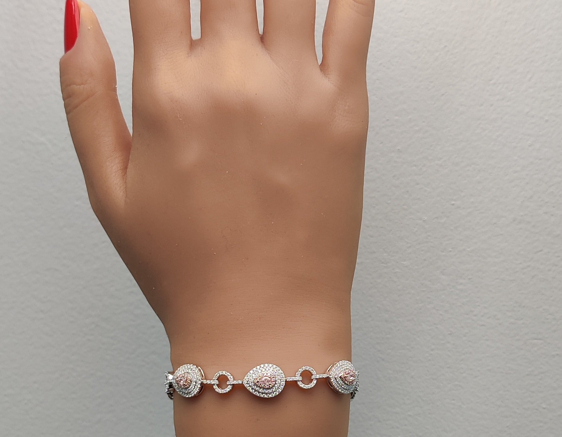 Natural Pink Pear Diamond Bracelet Gia Certified