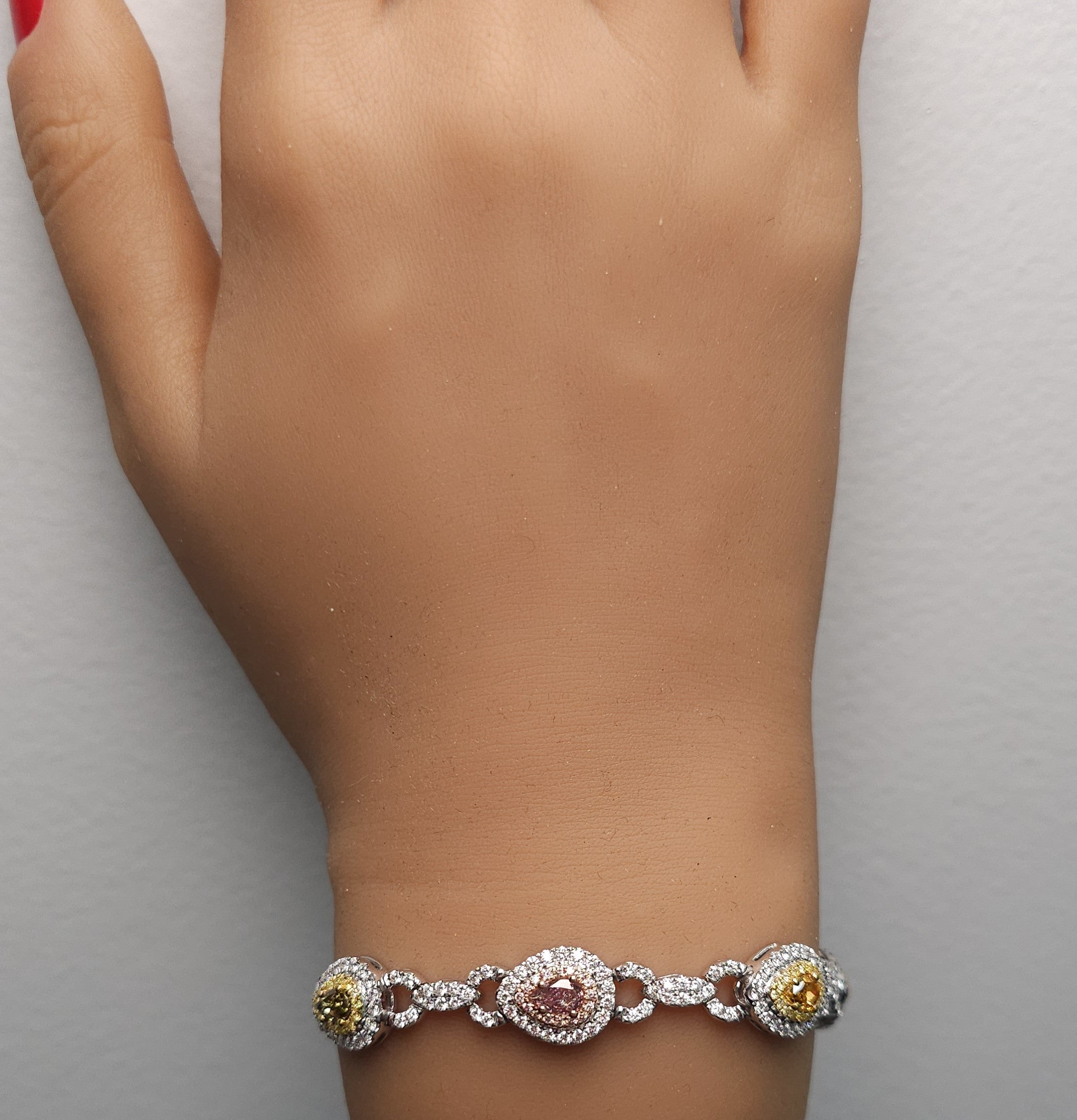 Natural Pink Pear Diamond Bracelet Gia Certified