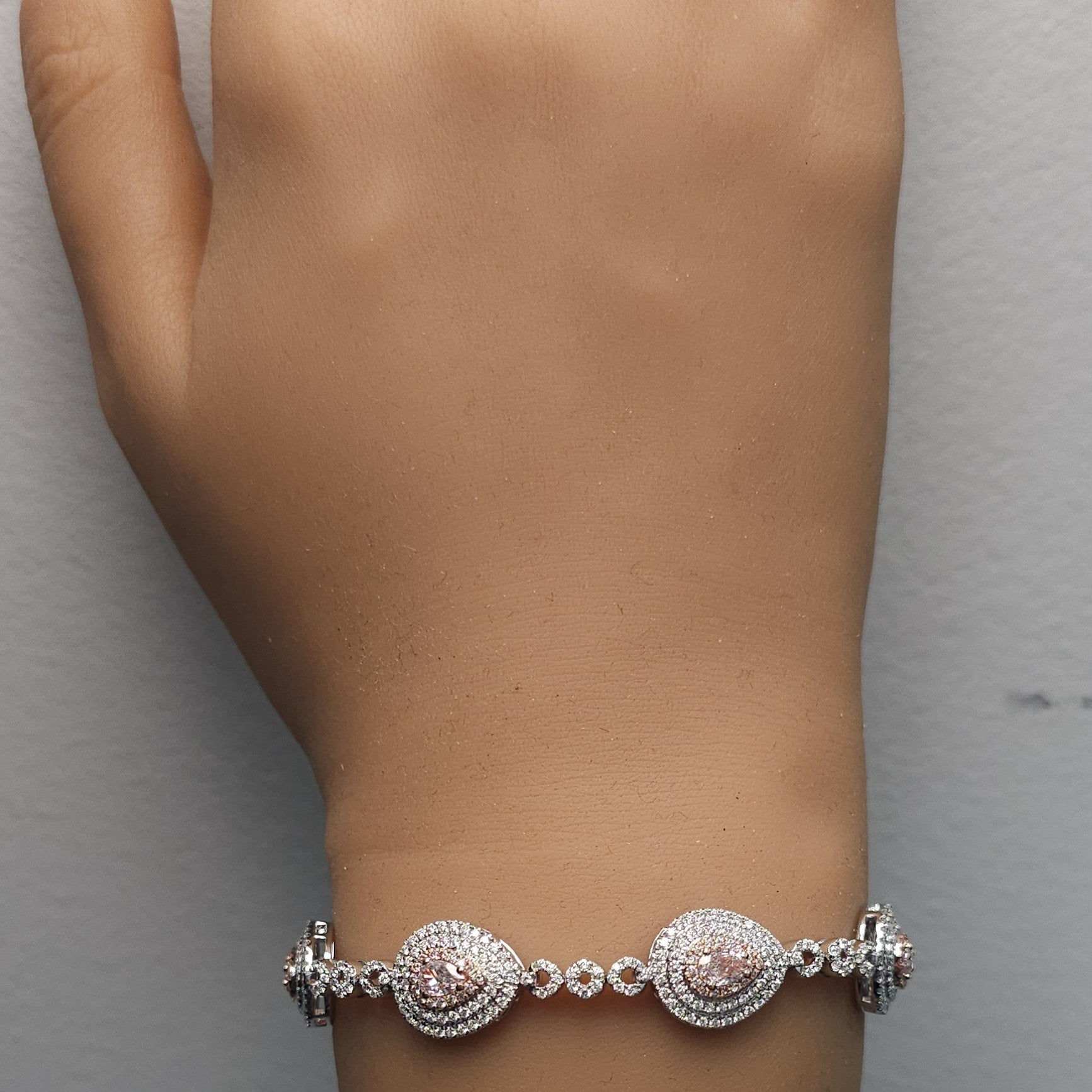 Natural Pink Pear Diamond Bracelet Gia Certified