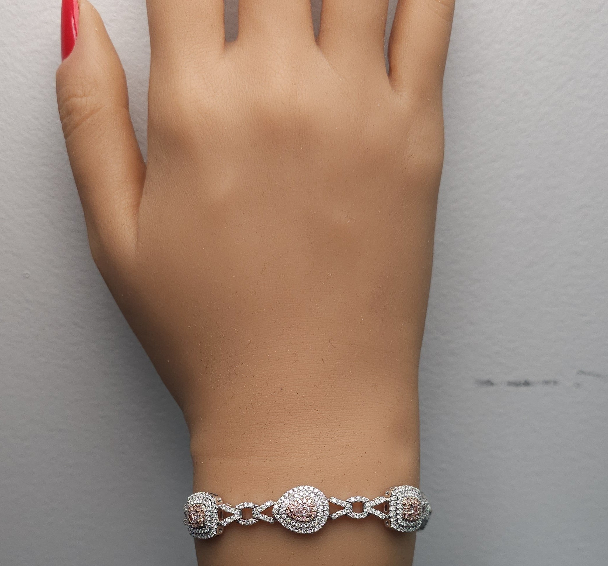 Natural Pink Cushion Diamond Bracelet Gia Certified