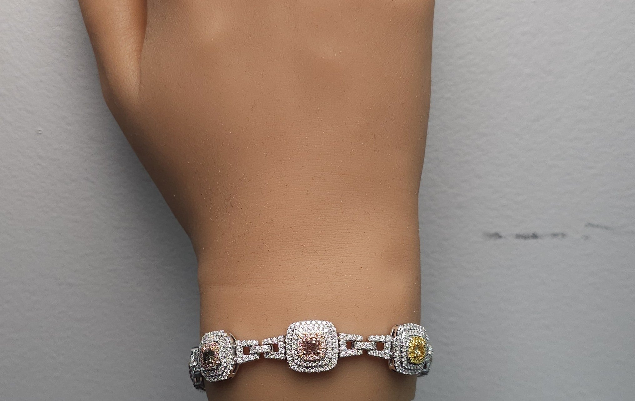 Natural Green Cushion Diamond Bracelet Gia Certified