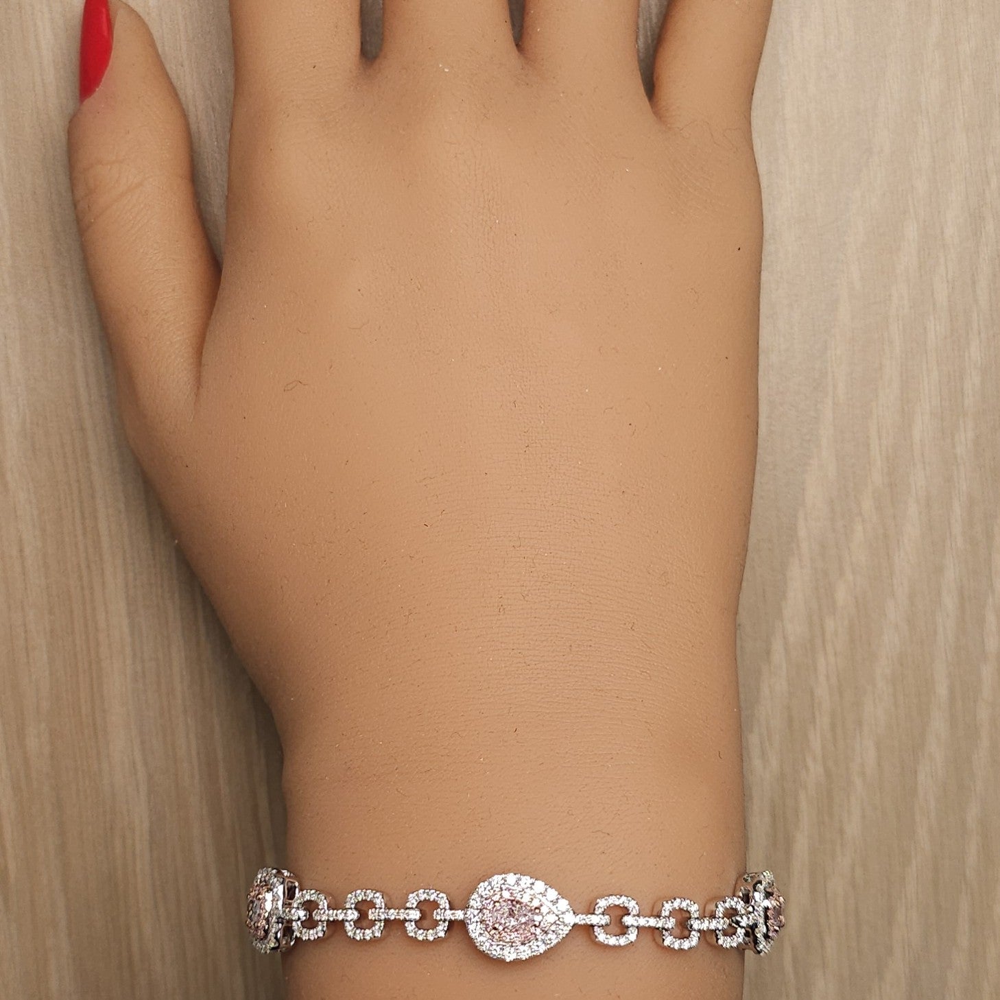 Natural Pink Cushion Diamond Bracelet Gia Certified
