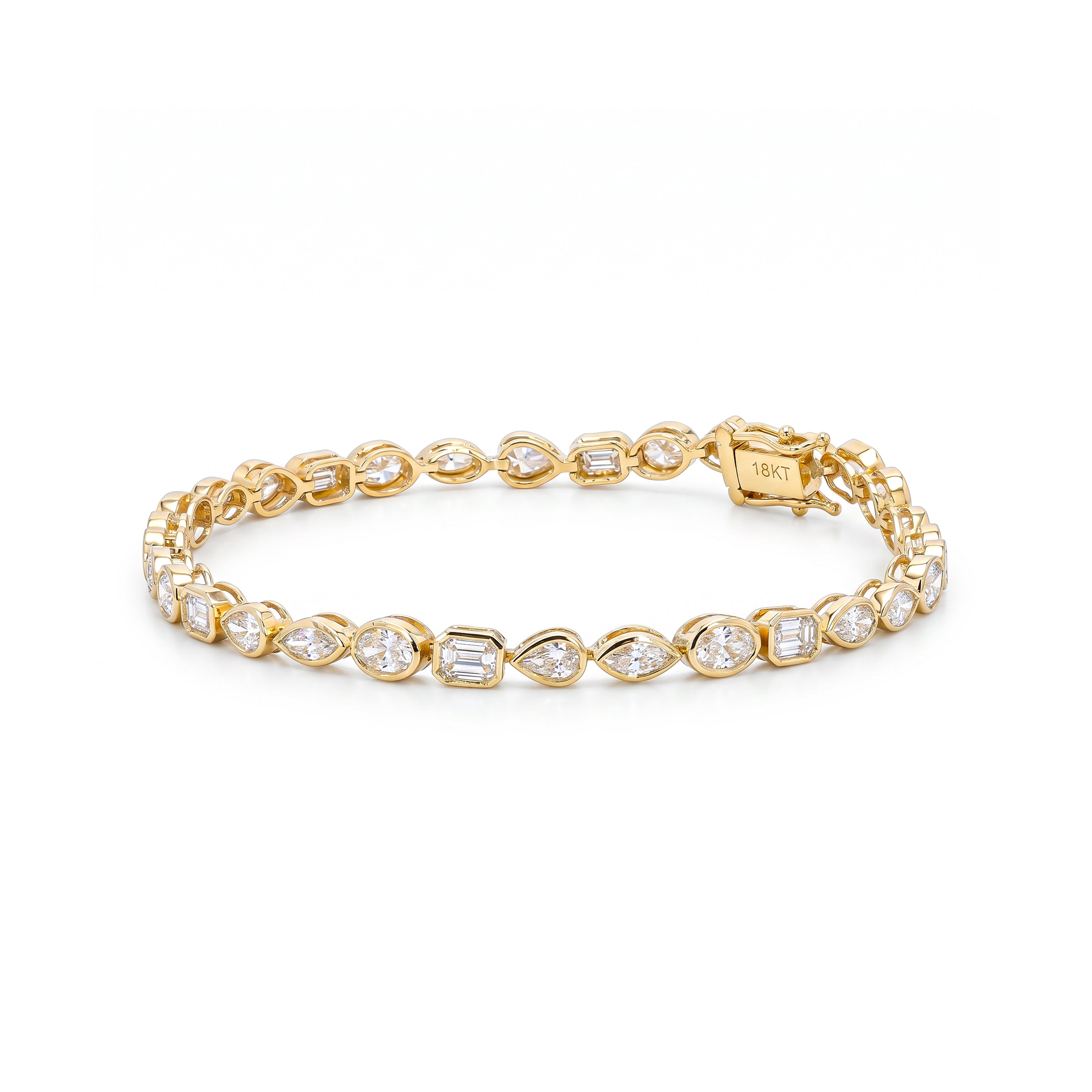 Natural Multi-shape White Diamond Tennis Bracelet