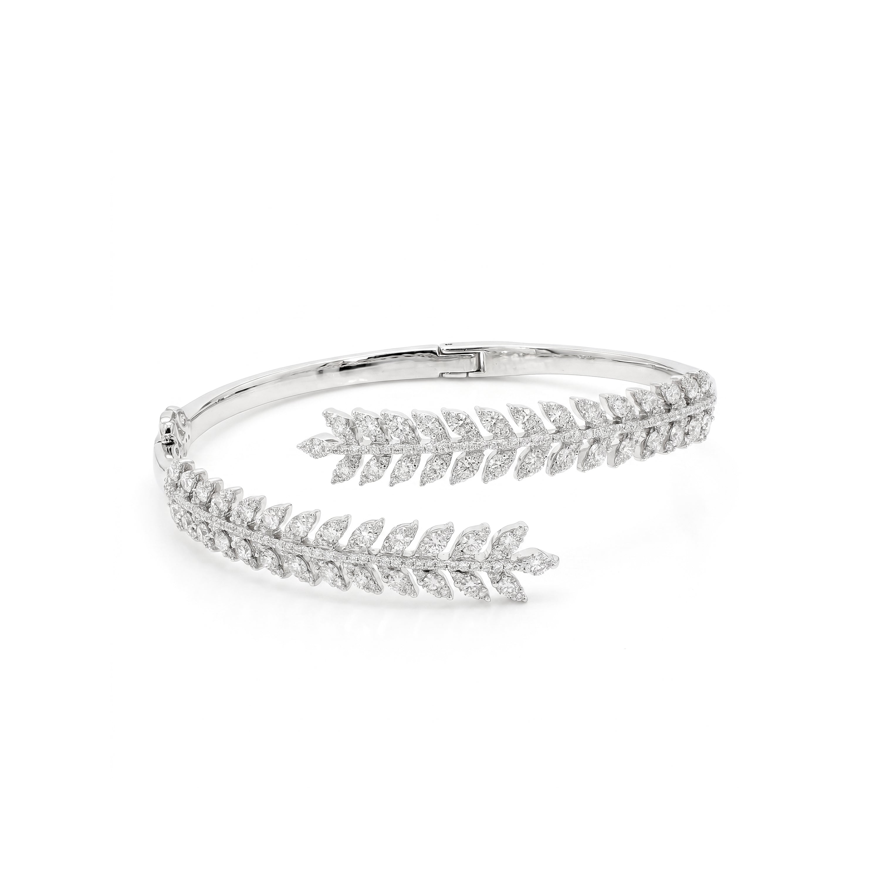 Natural Diamond Crossover Leaf Bangle