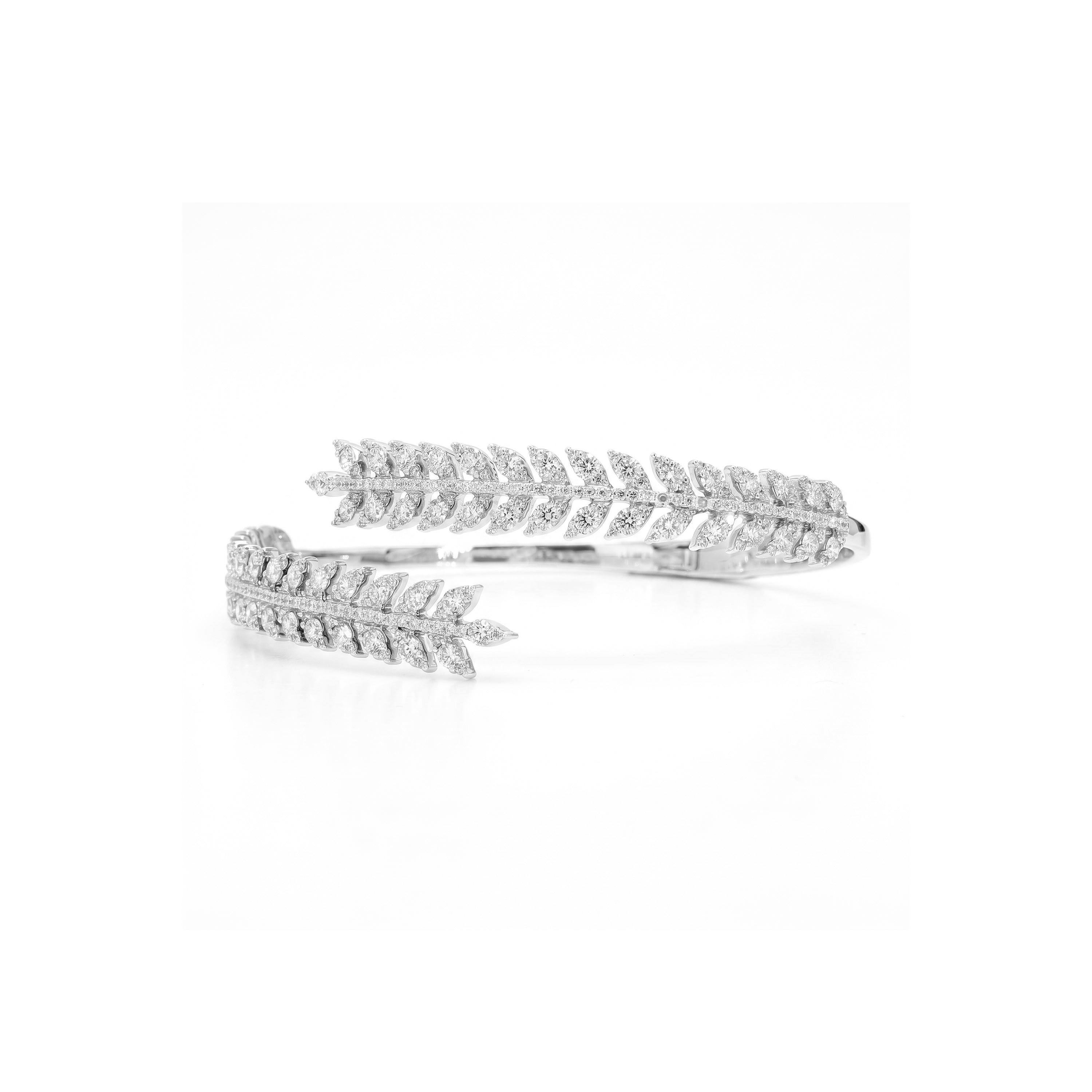 Natural Diamond Crossover Leaf Bangle