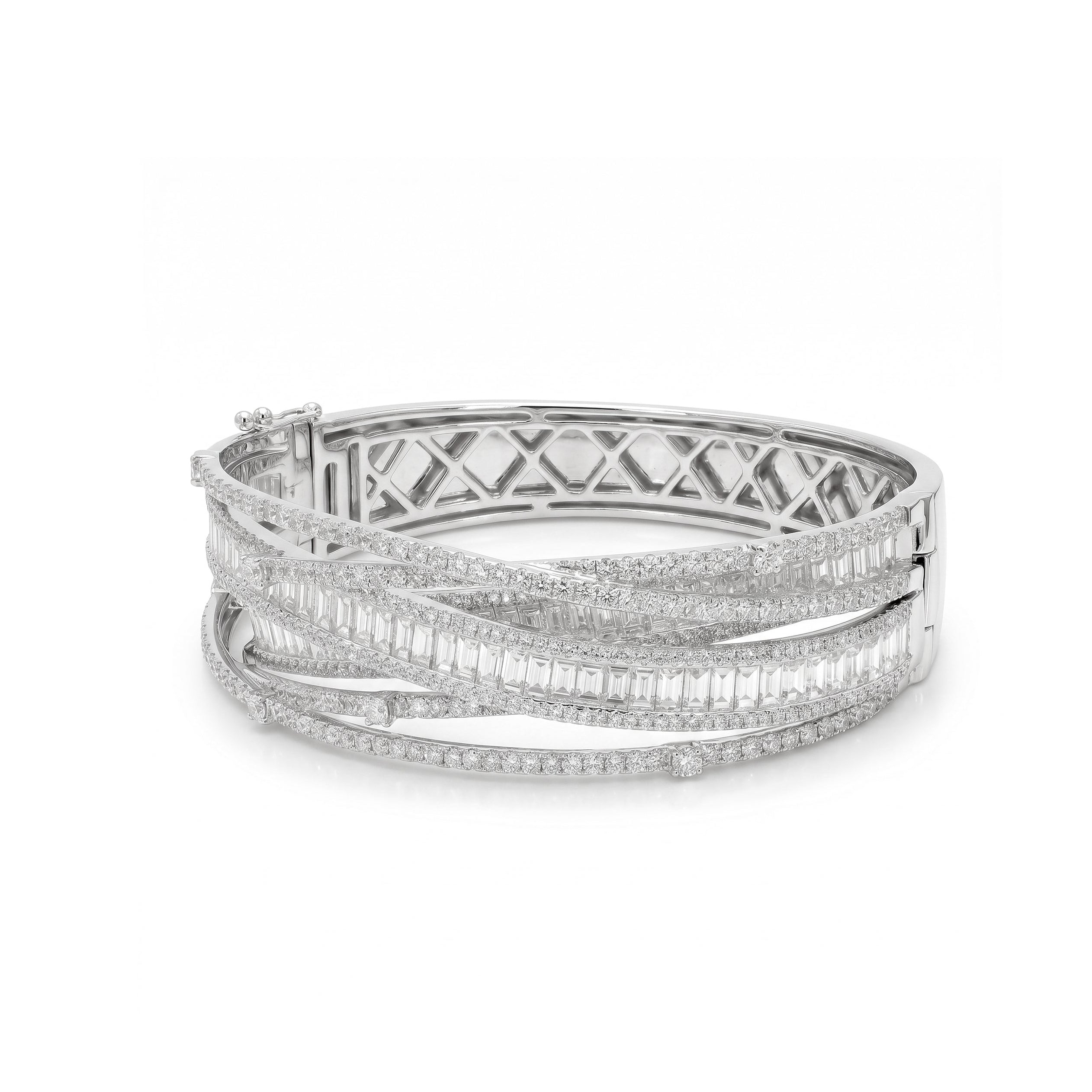 Natural Baguette Diamond Crossover Bangle