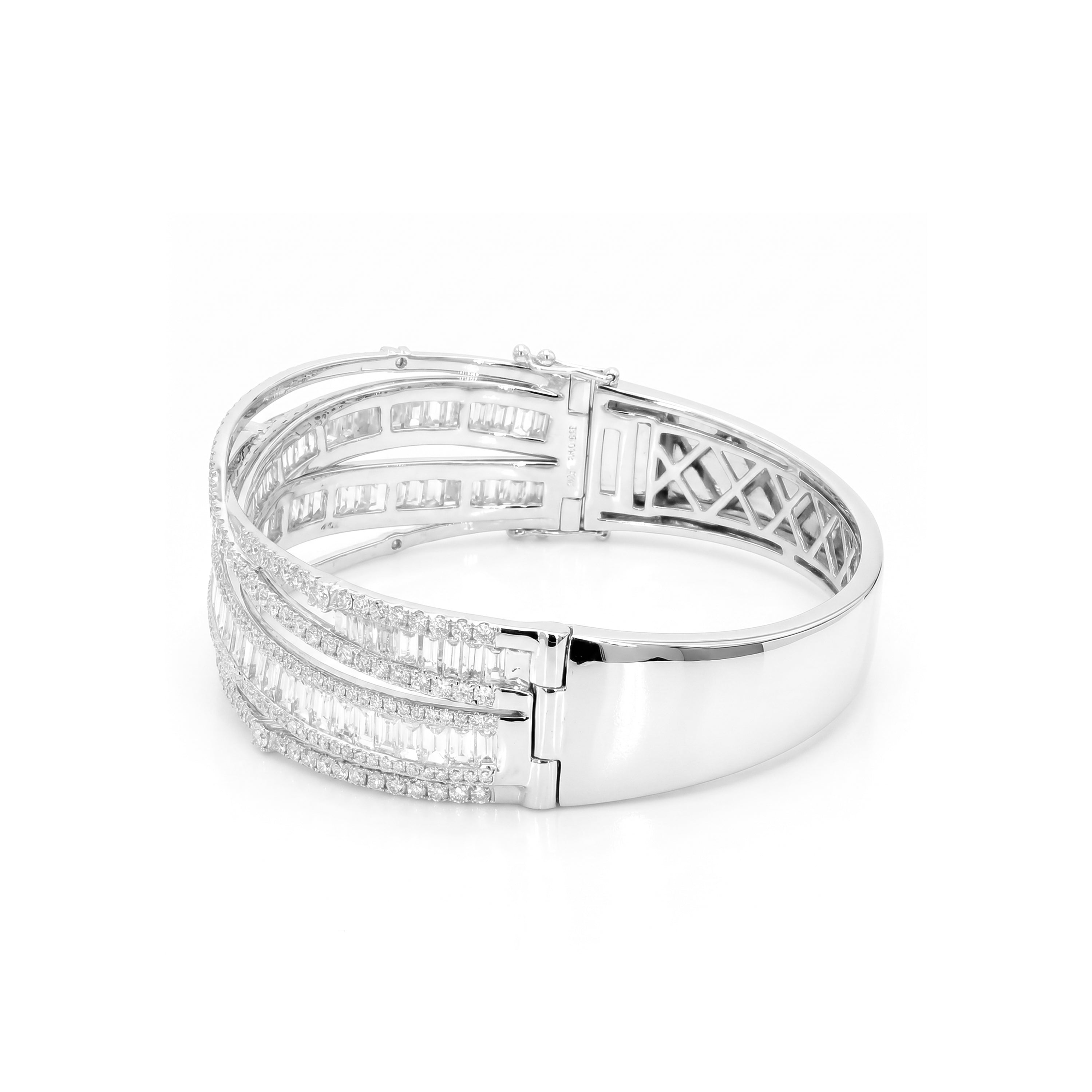 Natural Baguette Diamond Crossover Bangle