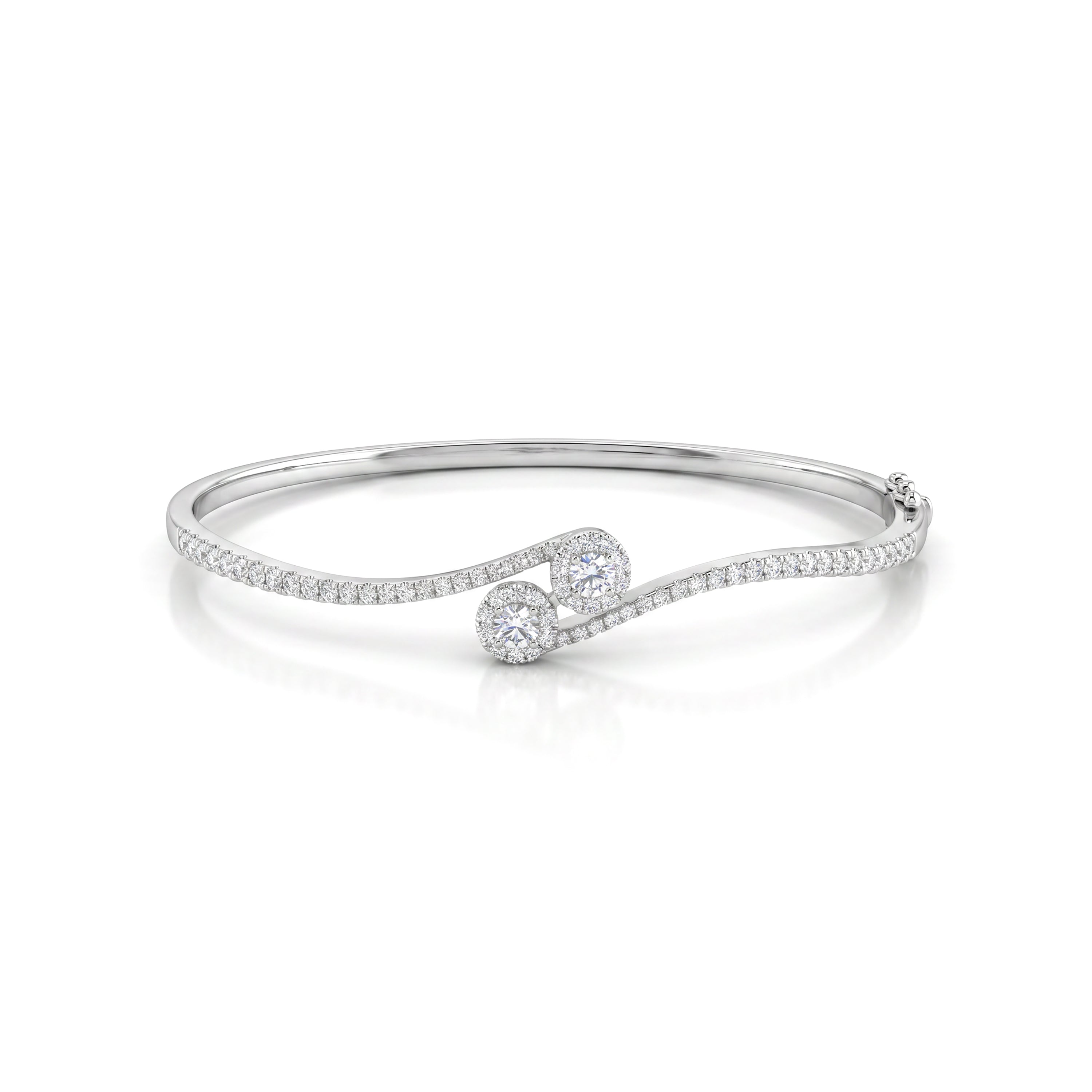 Natural Diamond Halo Crossover Bangle