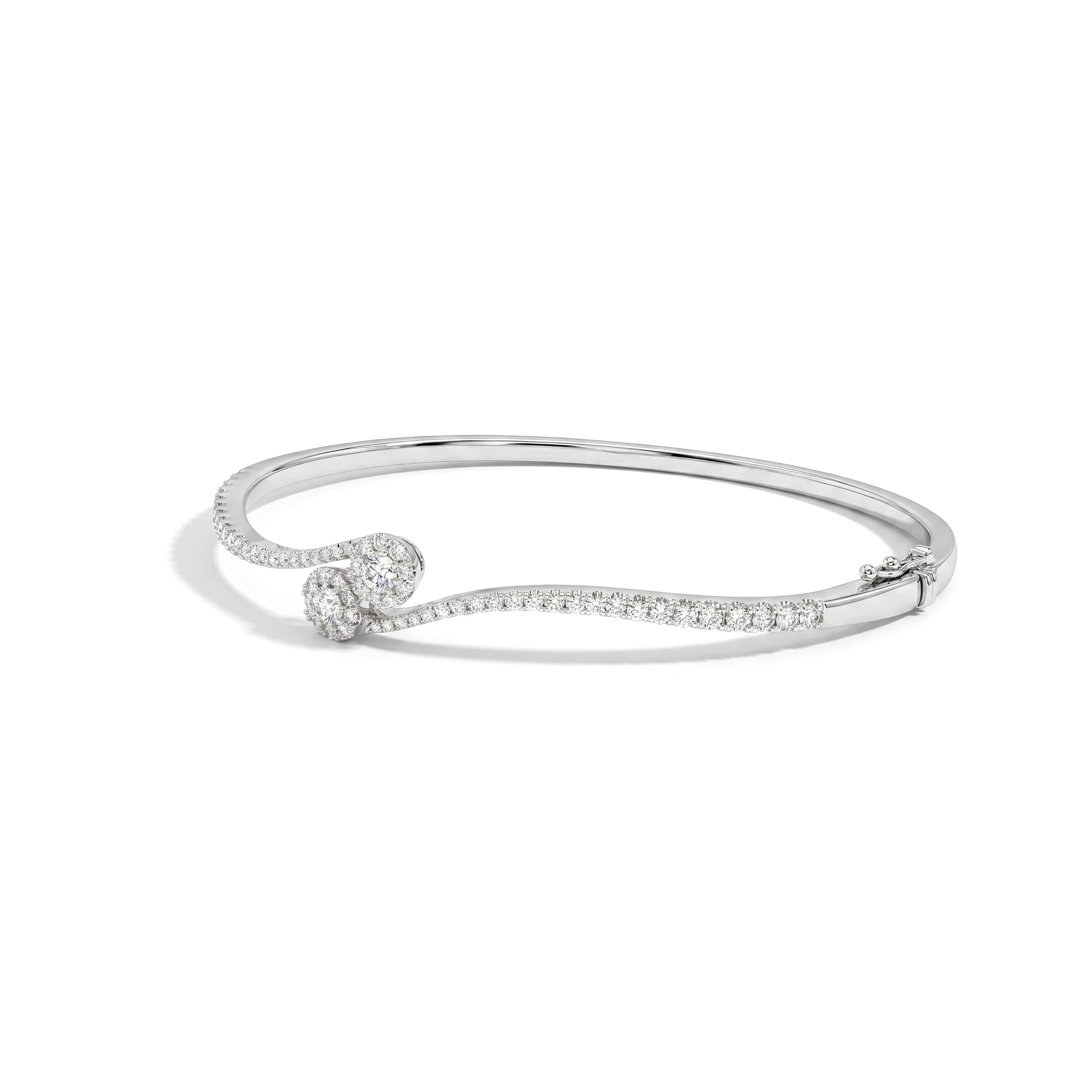 Natural Diamond Halo Crossover Bangle