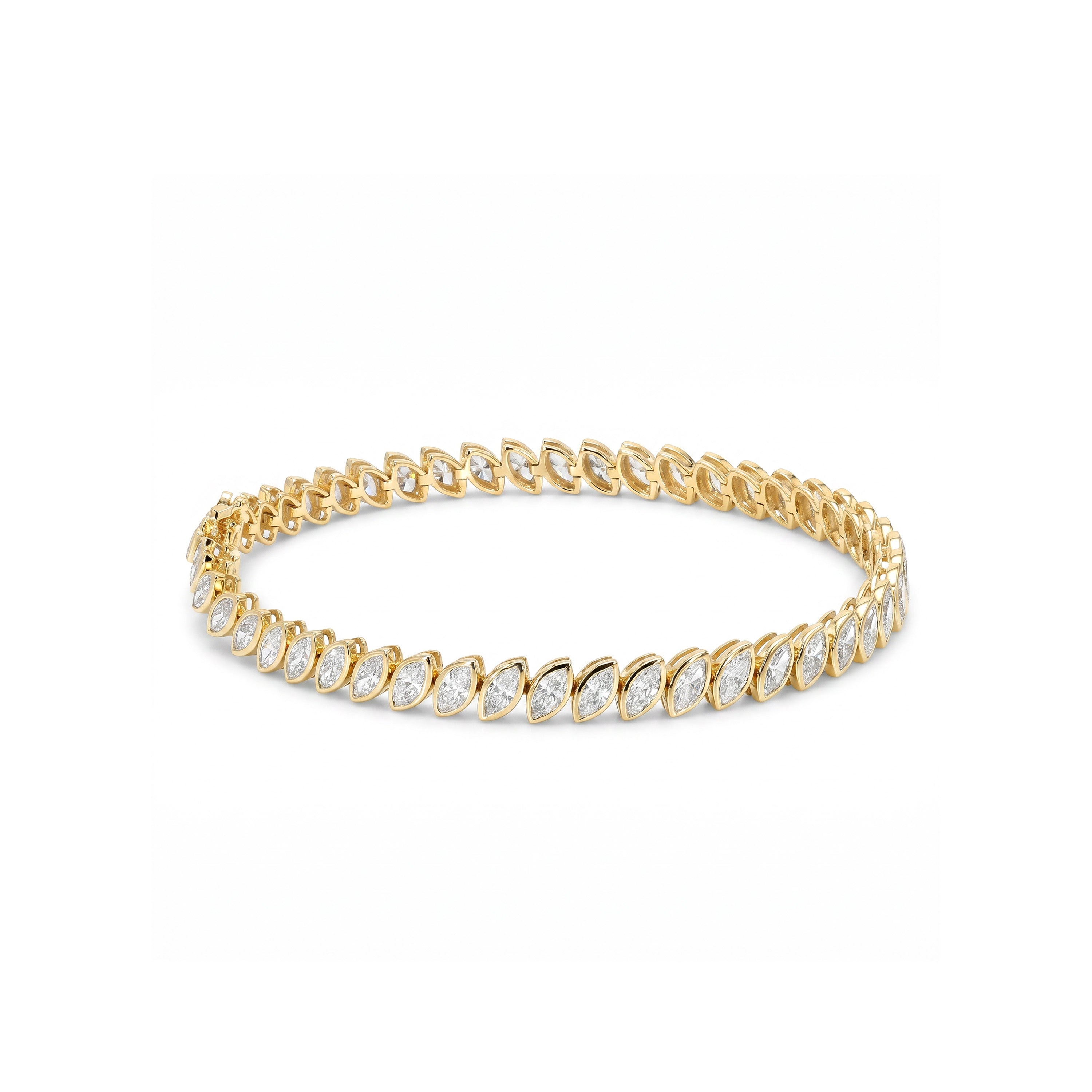 Natural Marquise Diamond Bezel Tennis Bracelet