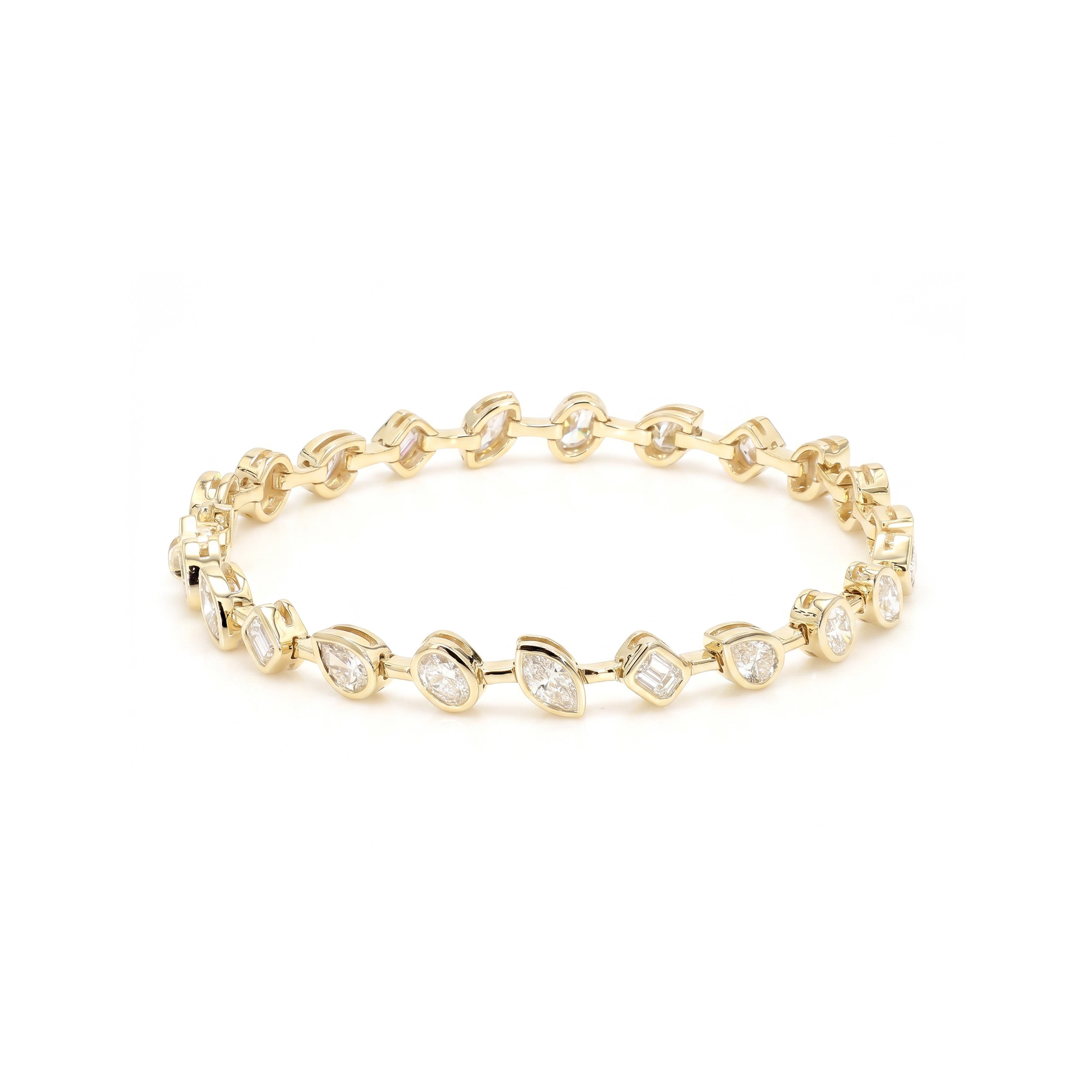 Natural White Multi-shape Diamond Tennis Bracelet