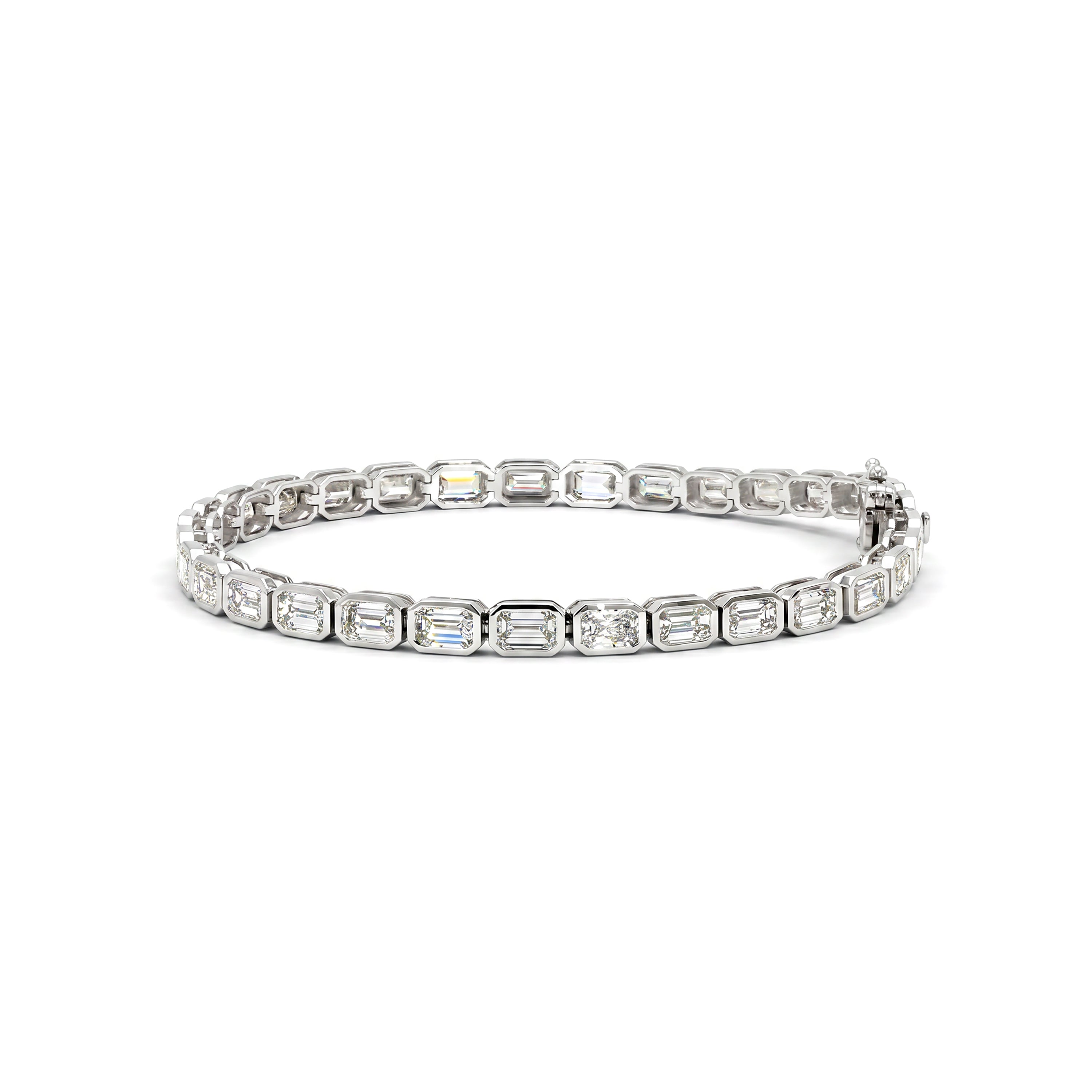 Natural Emerald Cut Diamond Bezel Bracelet