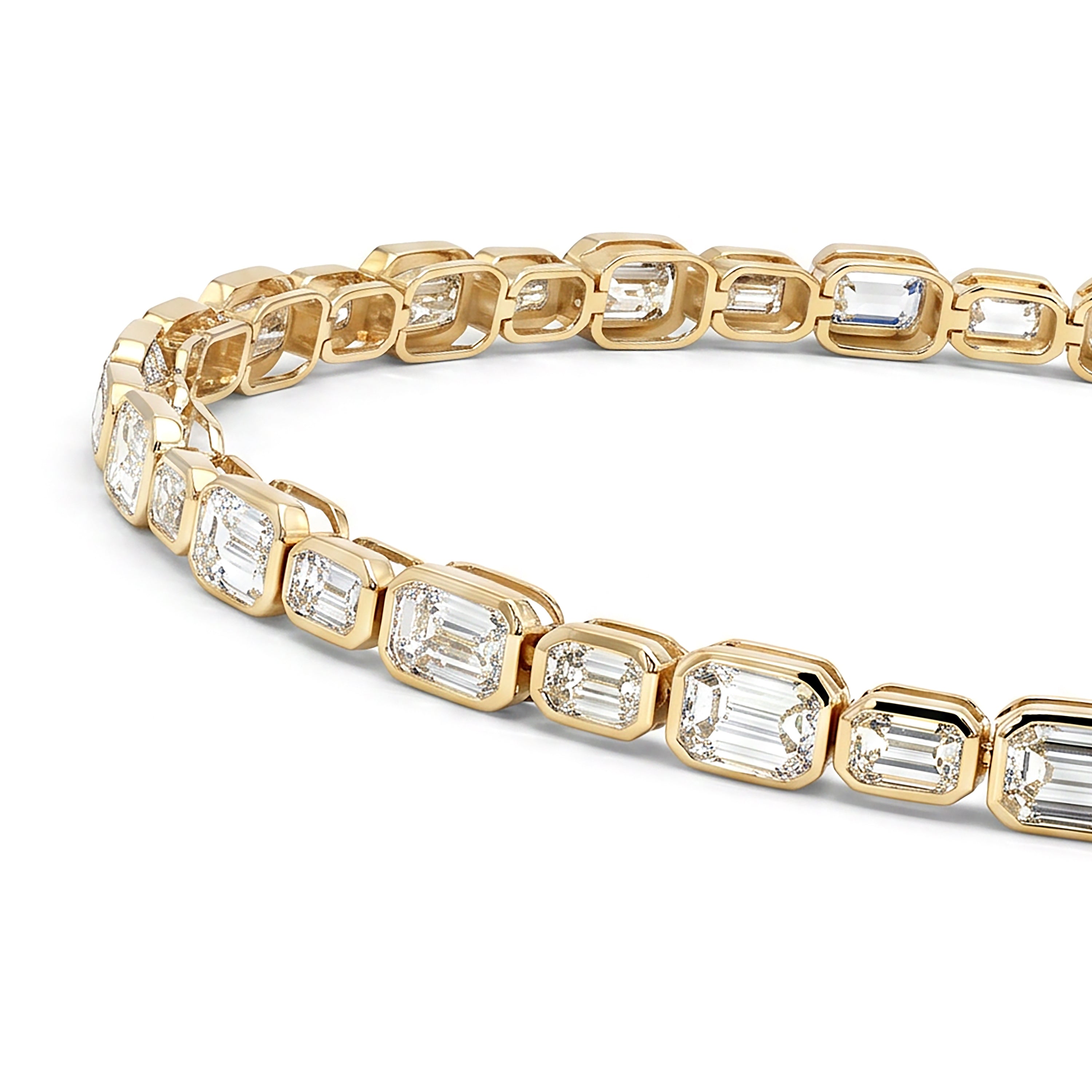 Natural Emerald Cut Diamond Bezel Bracelet