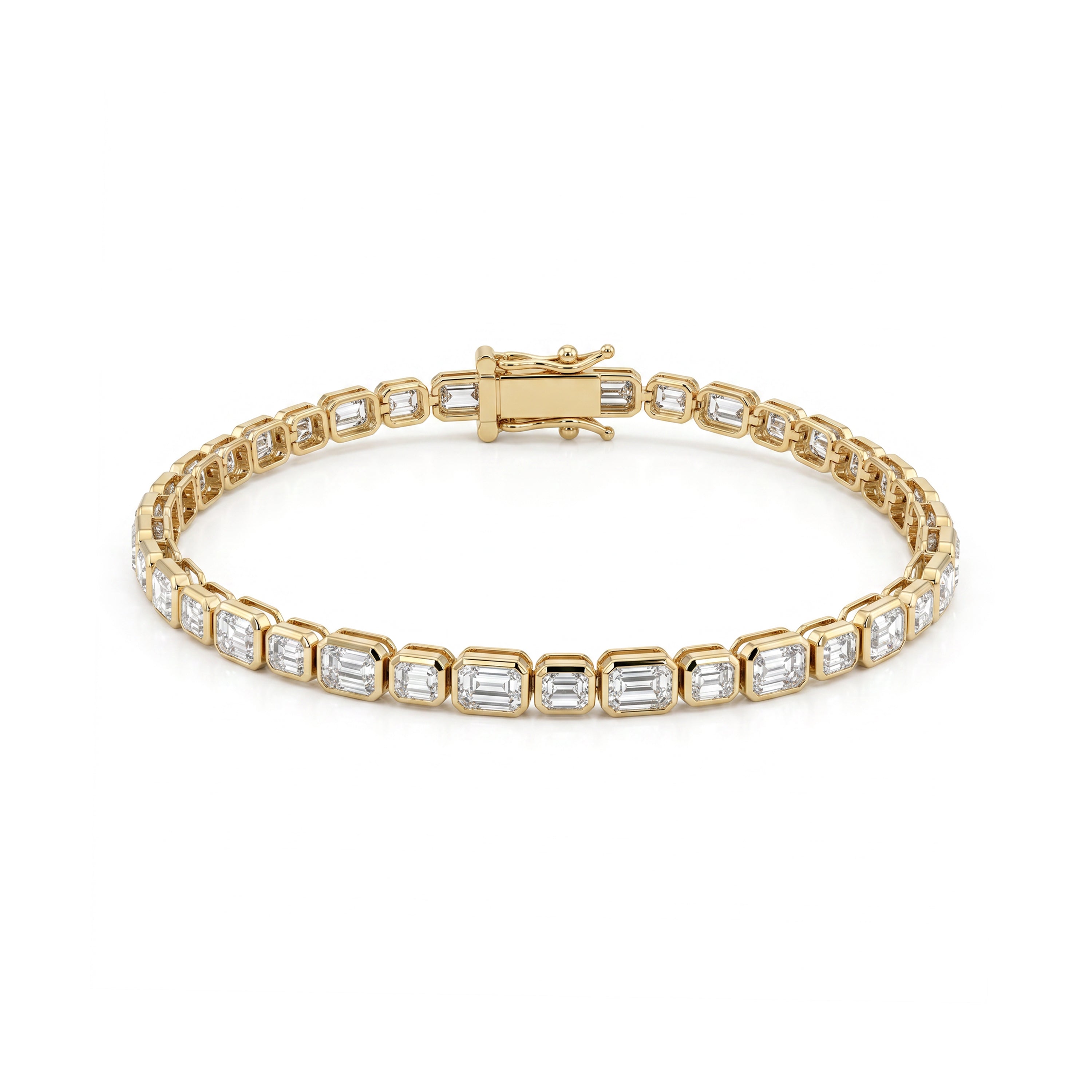 Natural Emerald Cut Diamond Bezel Bracelet