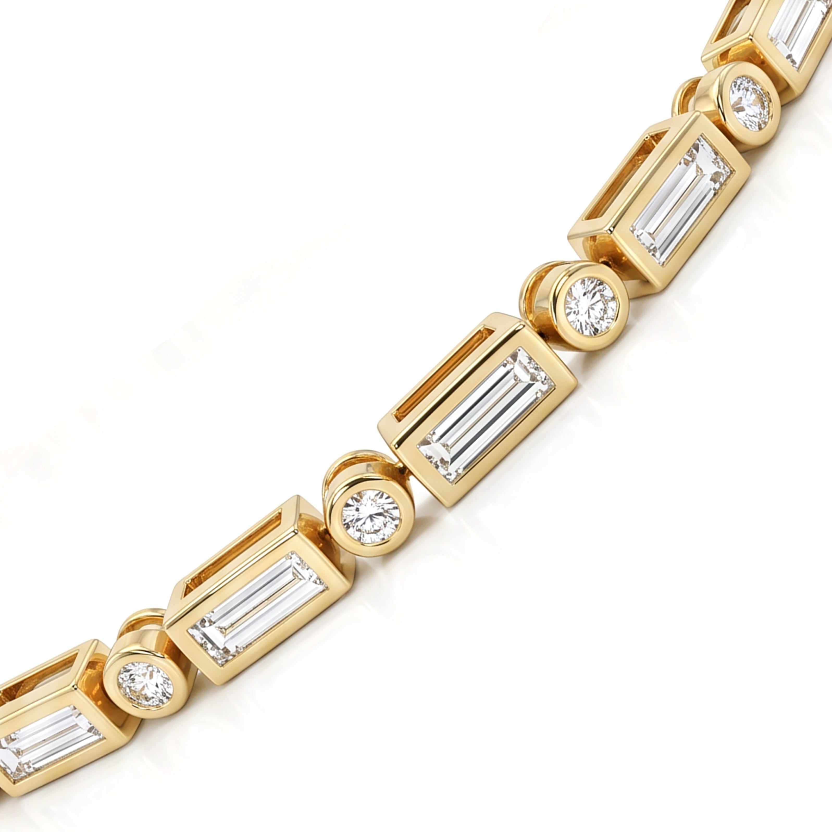 Natural Baguette Diamond Bezel Bracelet