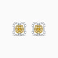 Yellow Radiant and White Diamond Stud Earrings JE0123GP