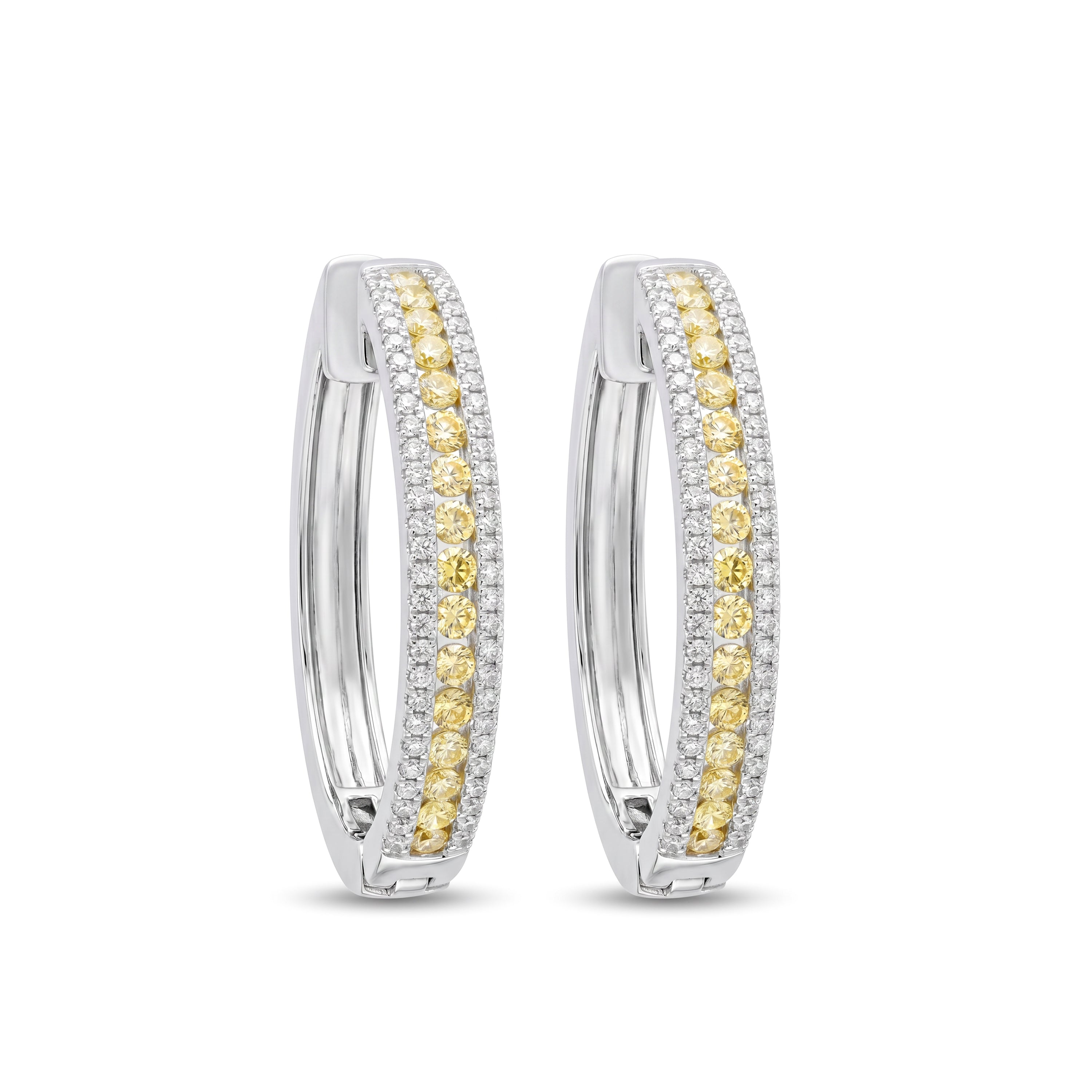 Natural Yellow Diamond Hoop Earrings