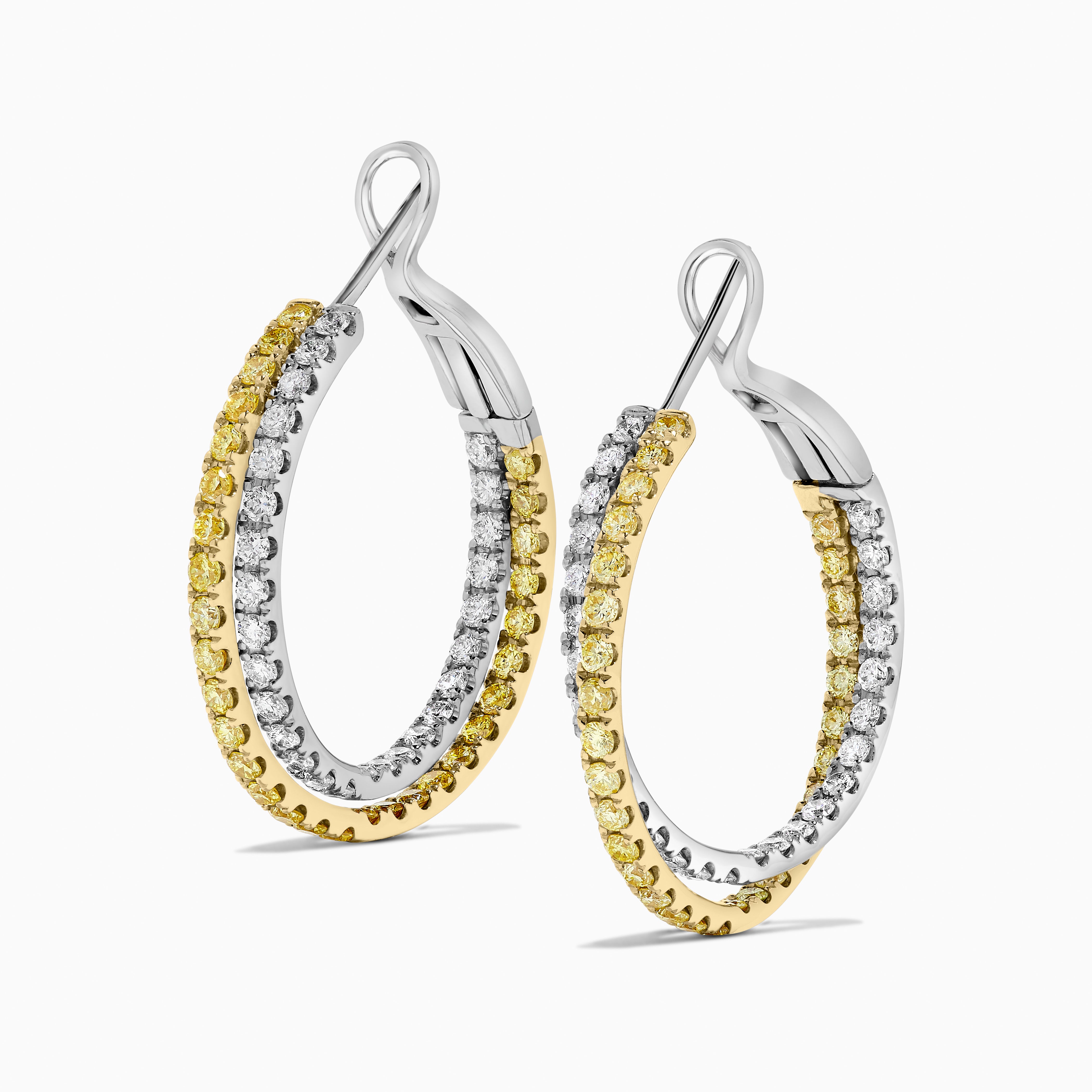 Yellow & White Diamond Hoop Earrings JE0208GP