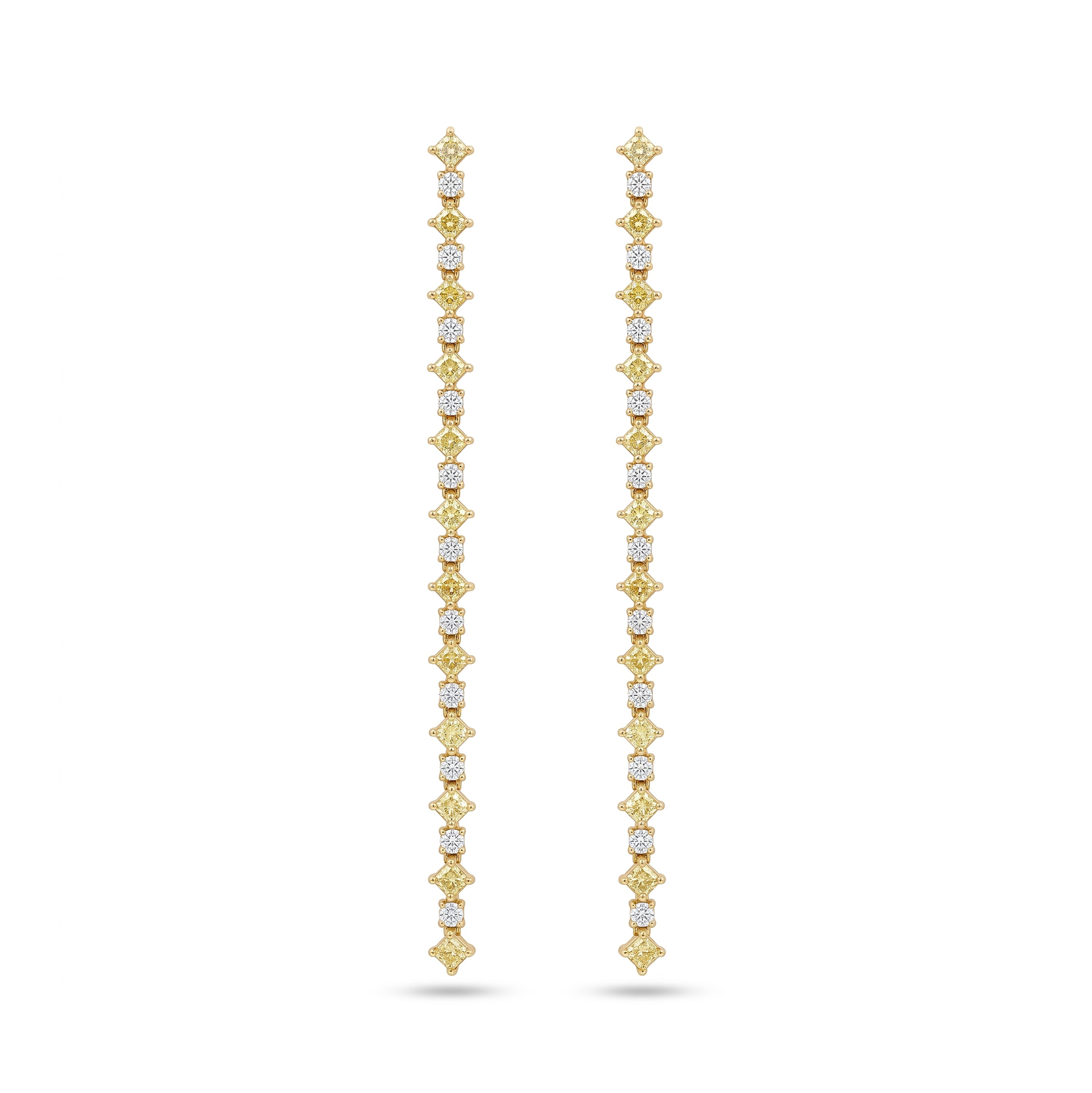 Natural Yellow Radiant Diamond Drop Earrings