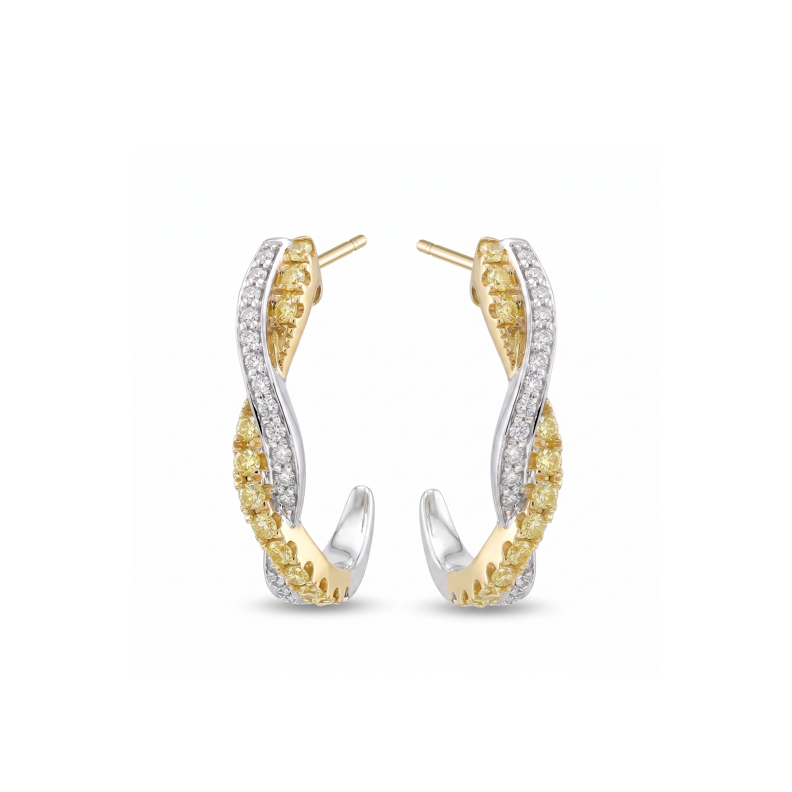 Natural Yellow & White Diamond Earrings