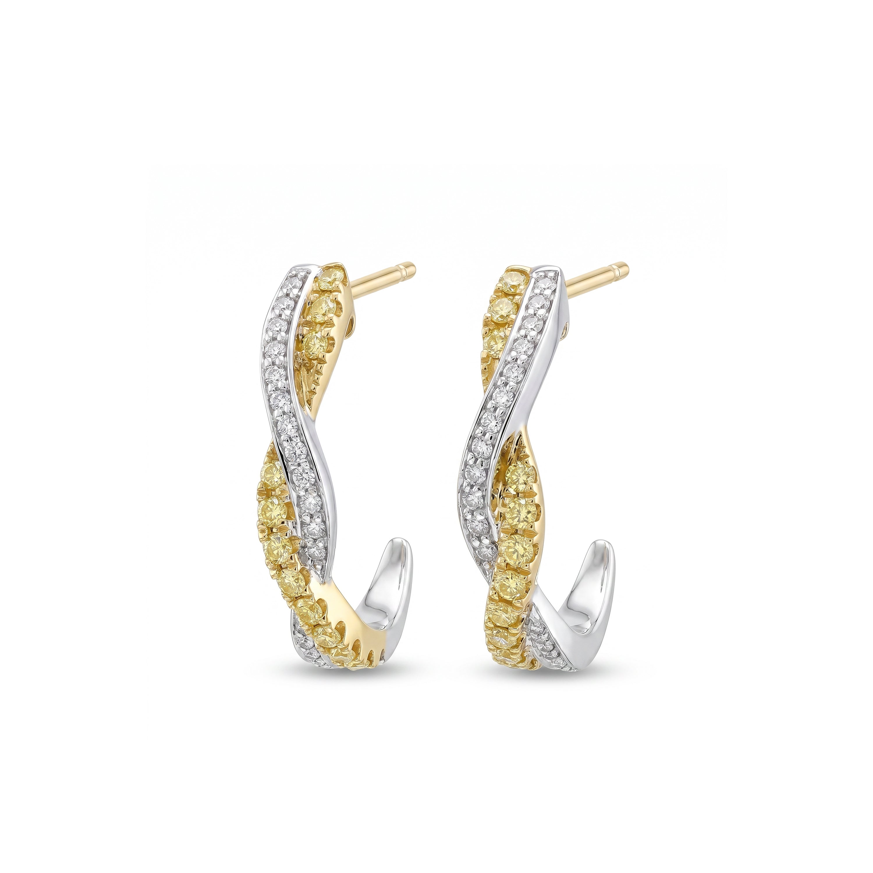 Natural Yellow & White Diamond Earrings