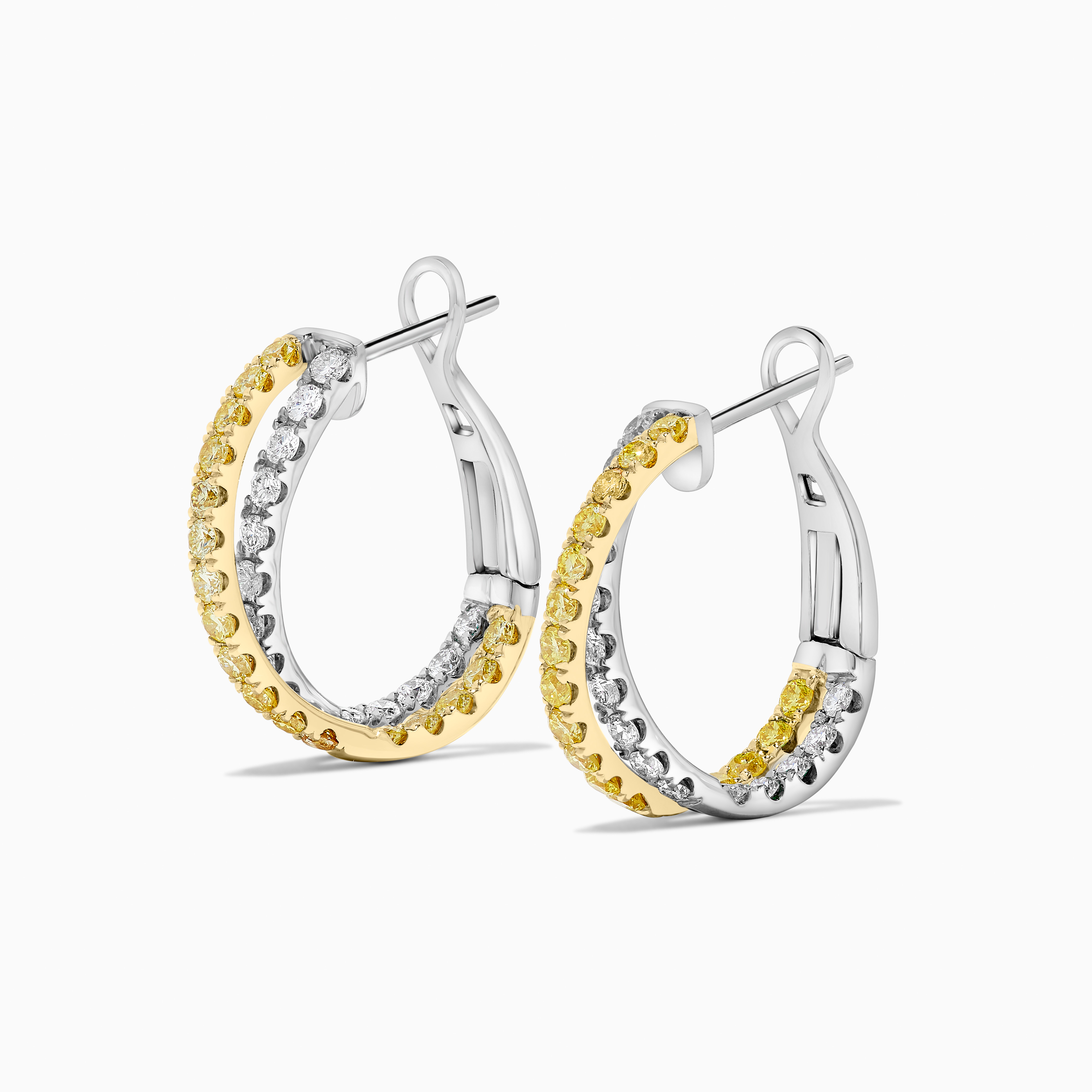 Yellow & White Diamond Hoop Earrings JE0216GP