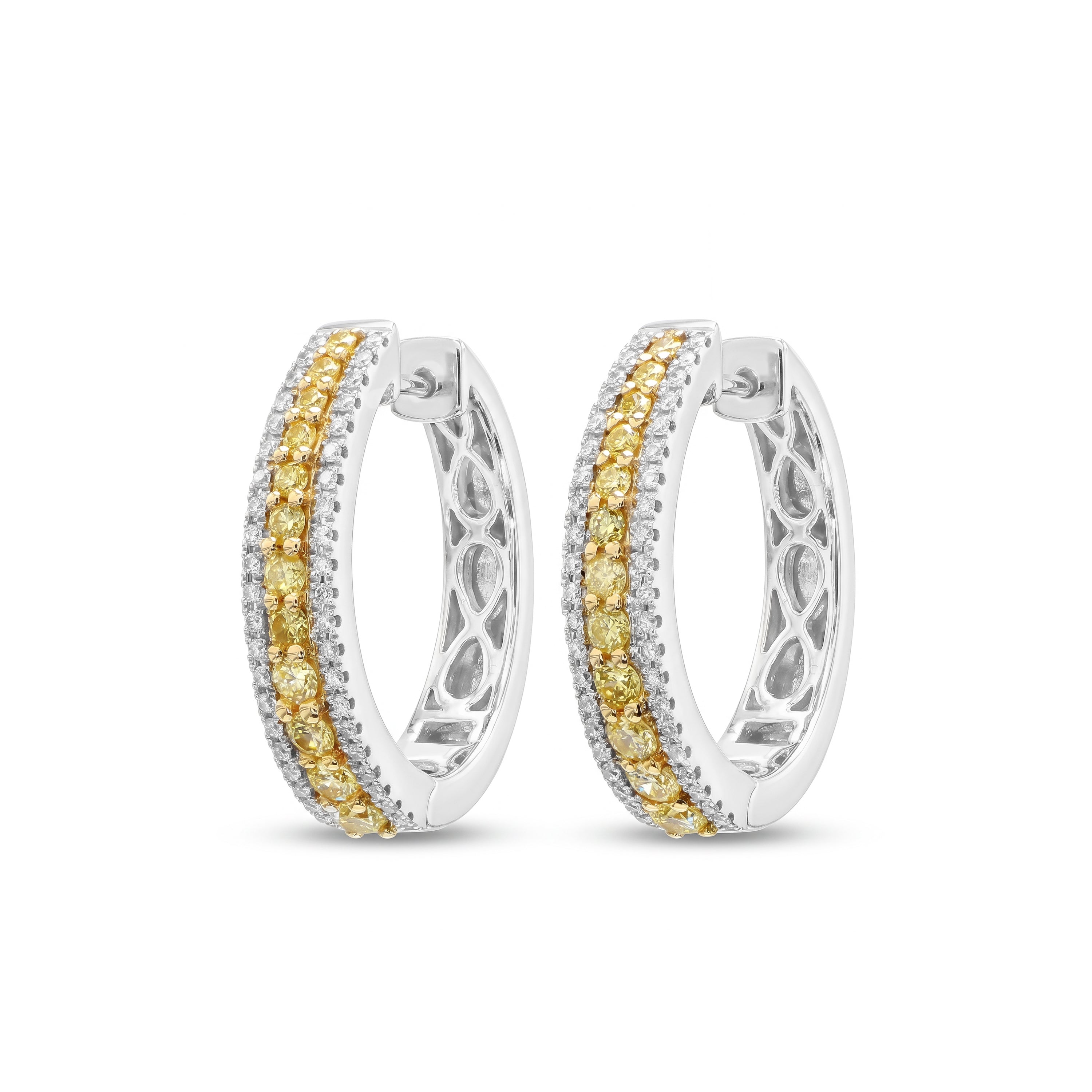 Natural Yellow Diamond Hoop Earrings