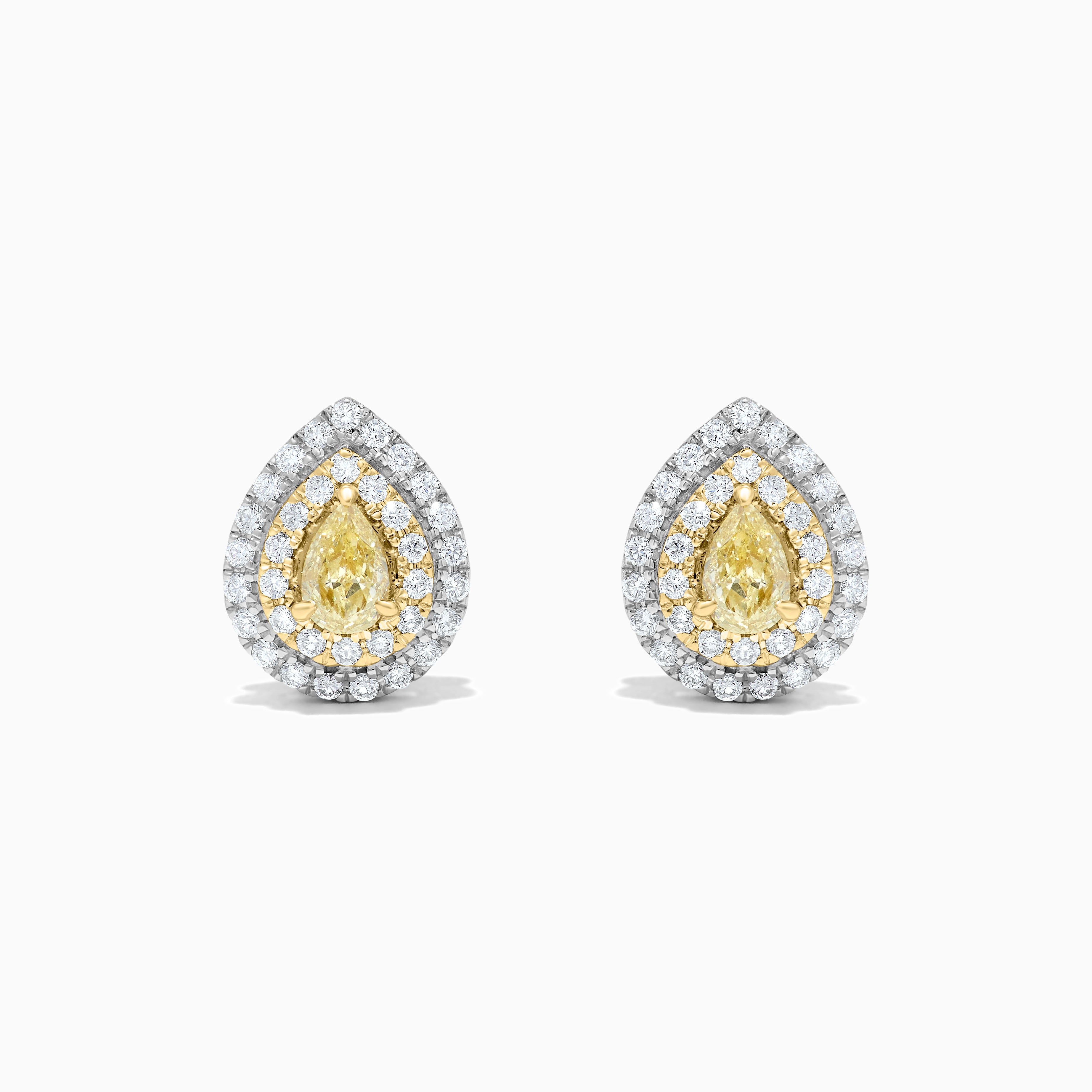 Yellow Pear Diamond & White Diamond Stud Earrings JE0226GP