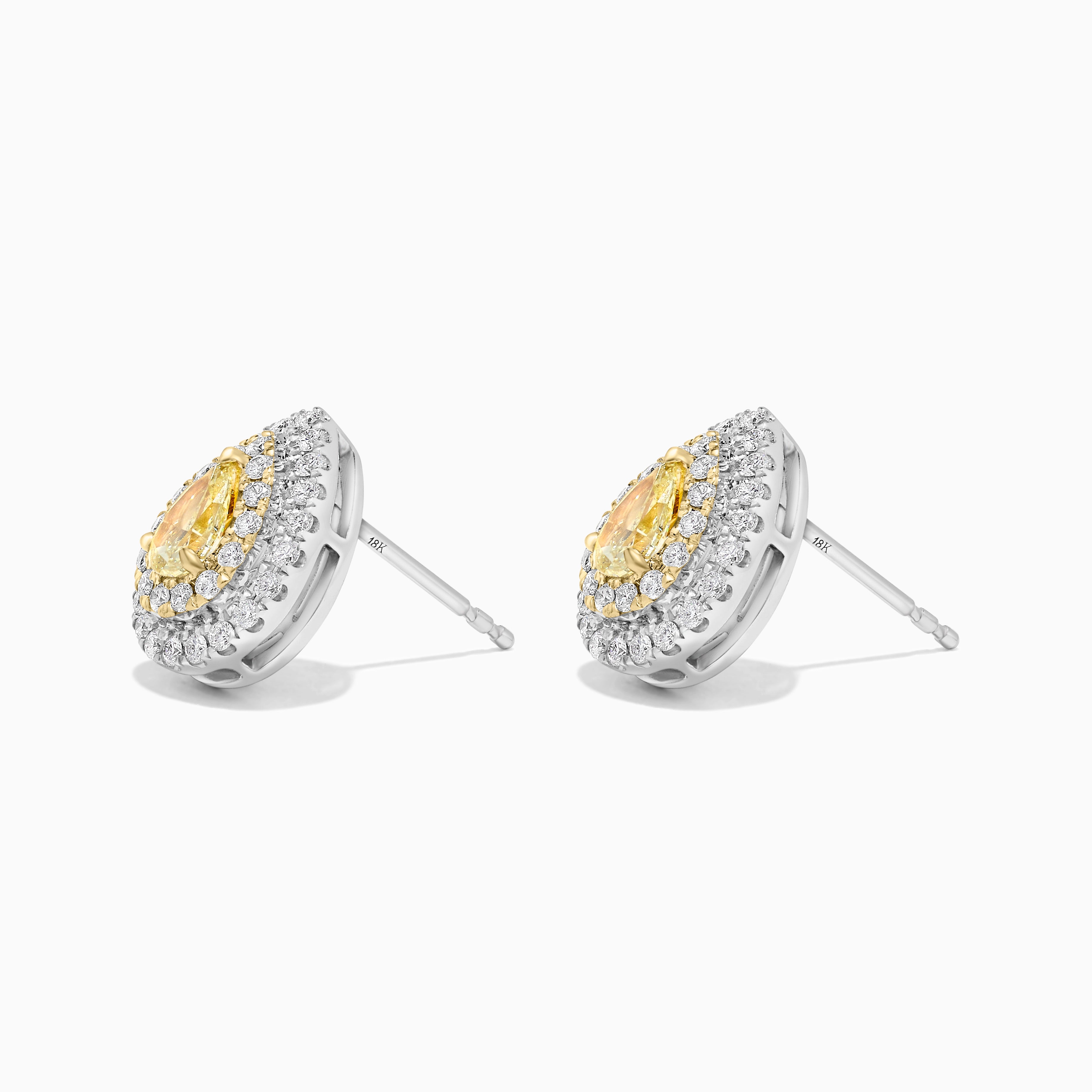 Yellow Pear Diamond & White Diamond Stud Earrings JE0226GP